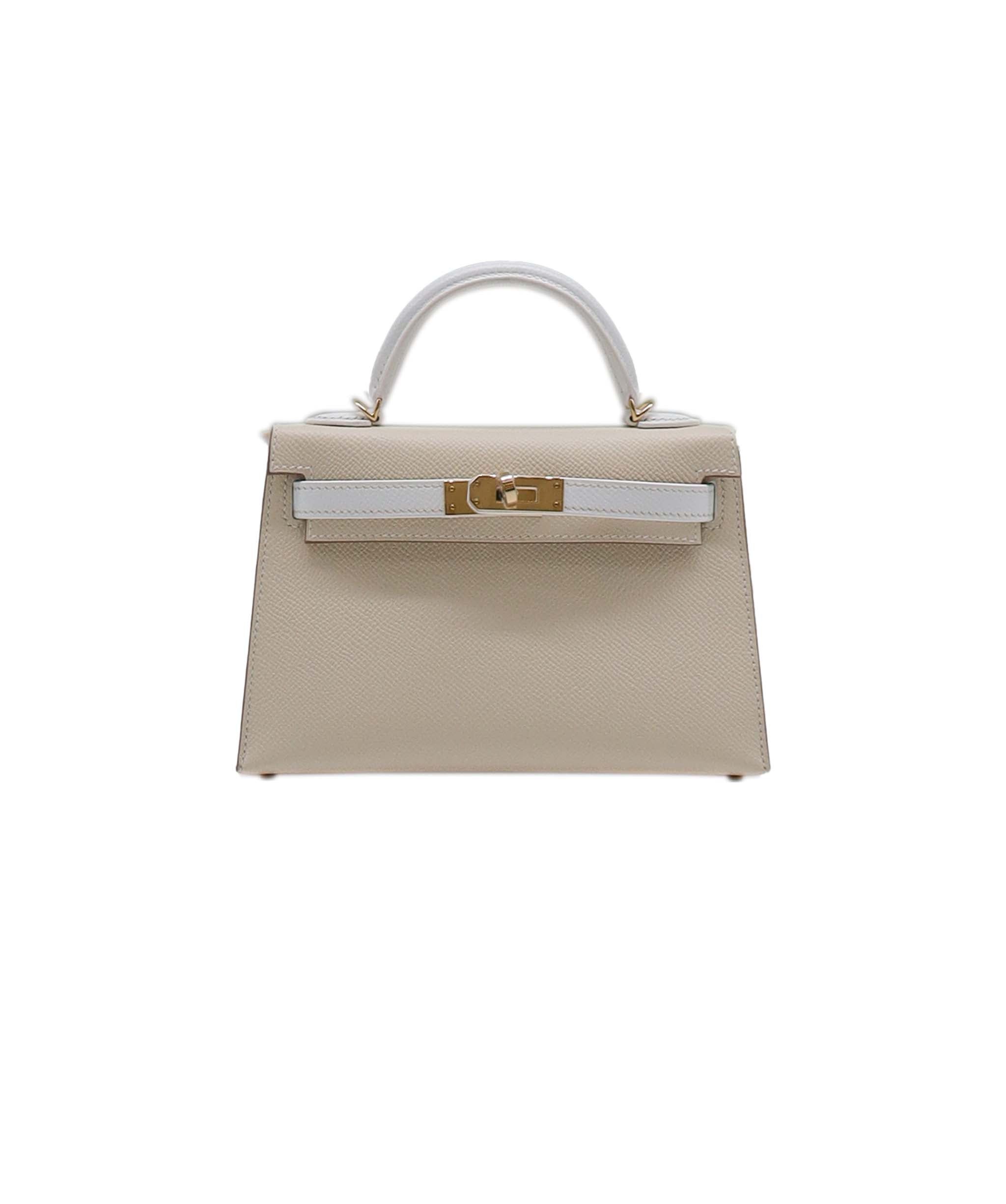 Hermes Kelly 20 HSS Craie / White Epsom Permabrass HW #Y SKC1696