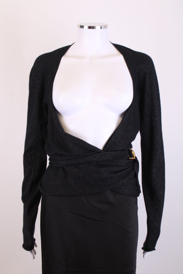 Gucci L/S Lurex Wrap Cardigan Black M