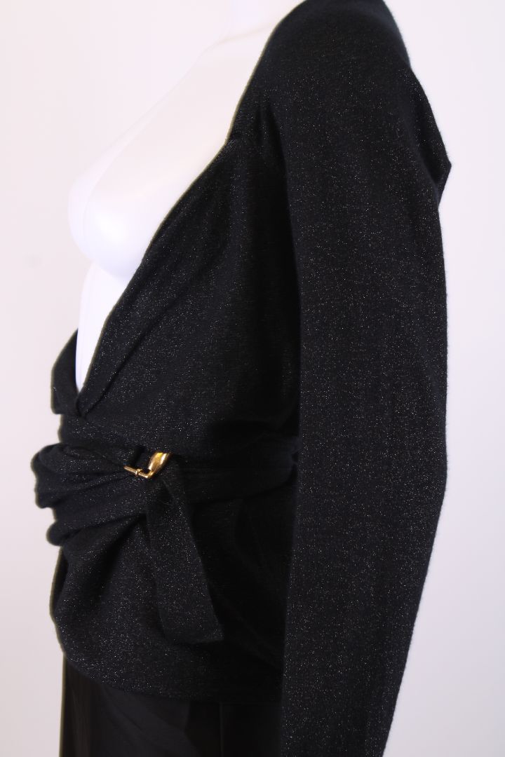 Gucci L/S Lurex Wrap Cardigan Black M