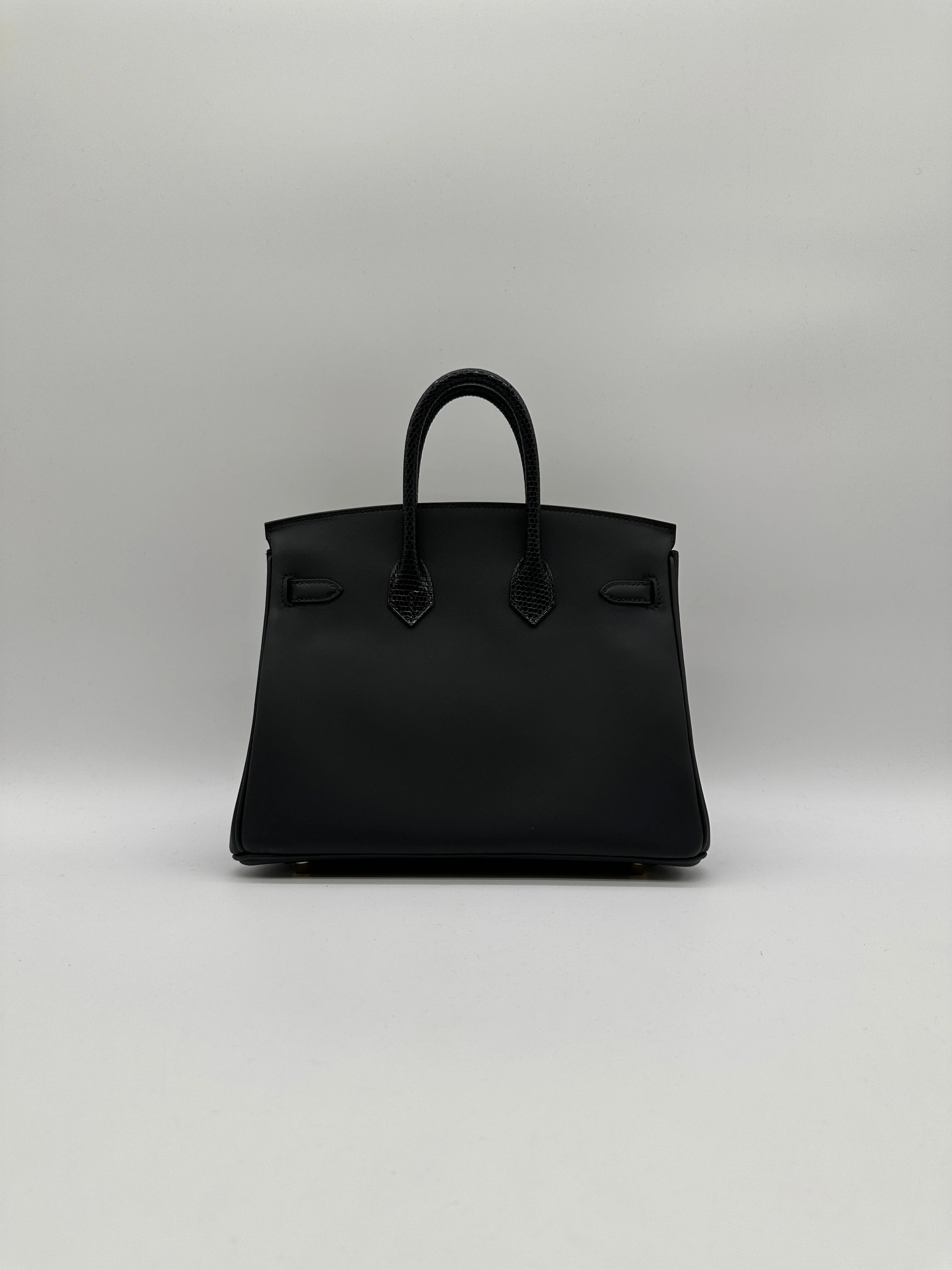 Hermès Birkin 25 Touch Black Shiny Lezard/ Black Swift Gold Hardware