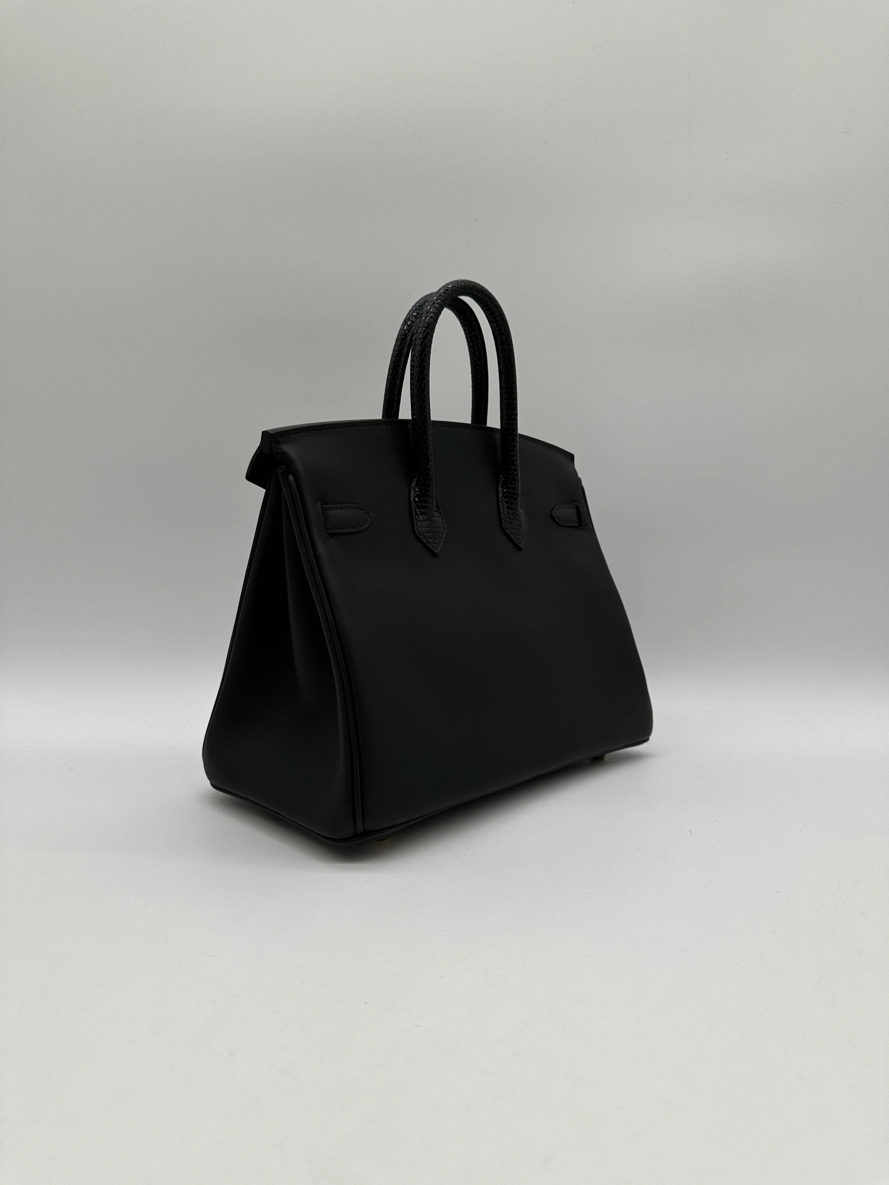 Hermès Birkin 25 Touch Black Shiny Lezard/ Black Swift Gold Hardware