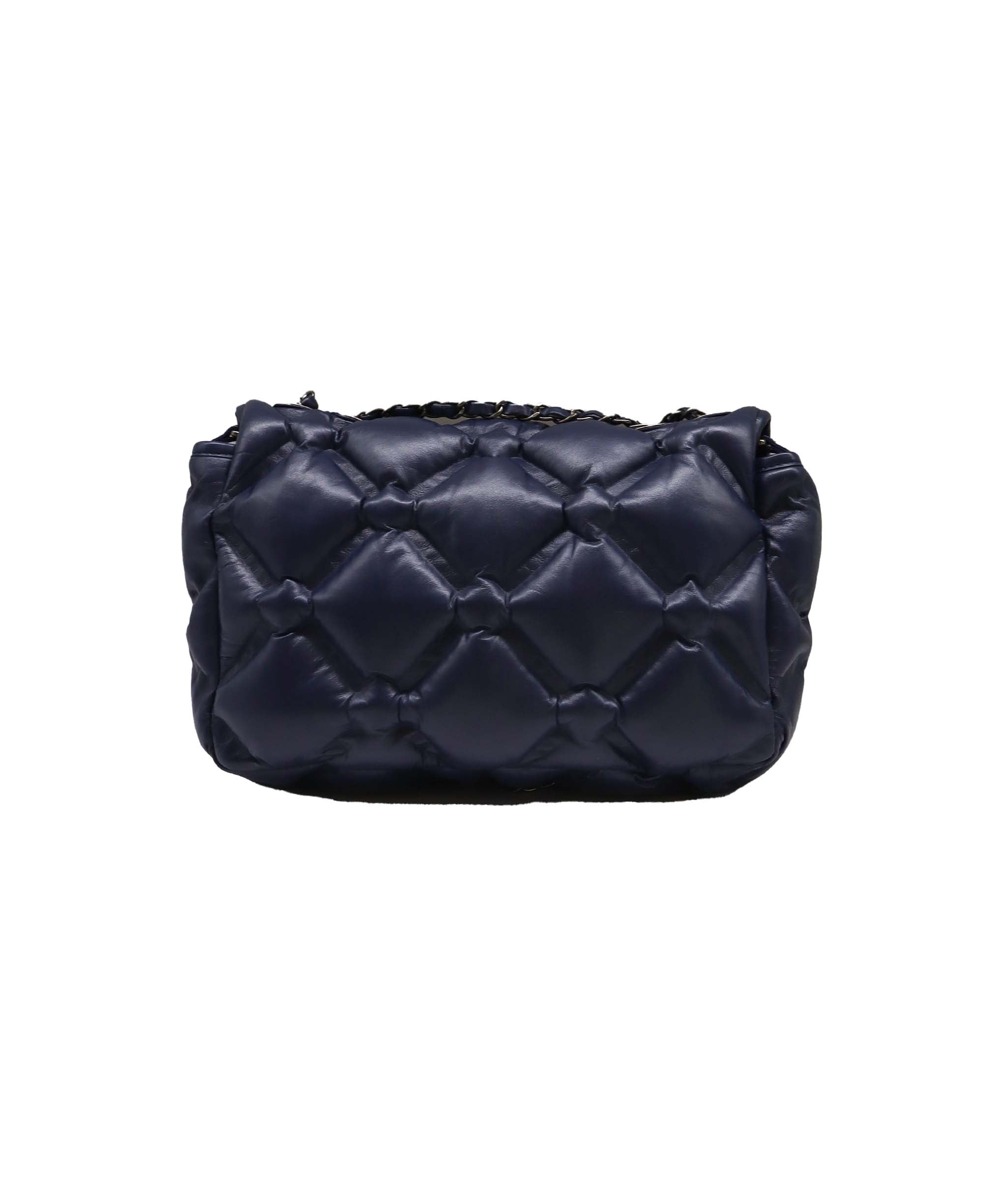 CHANEL BUBBLE QUILT CHAIN SHOULDER BAG BLUE CALF SKIN 90213935 90213935