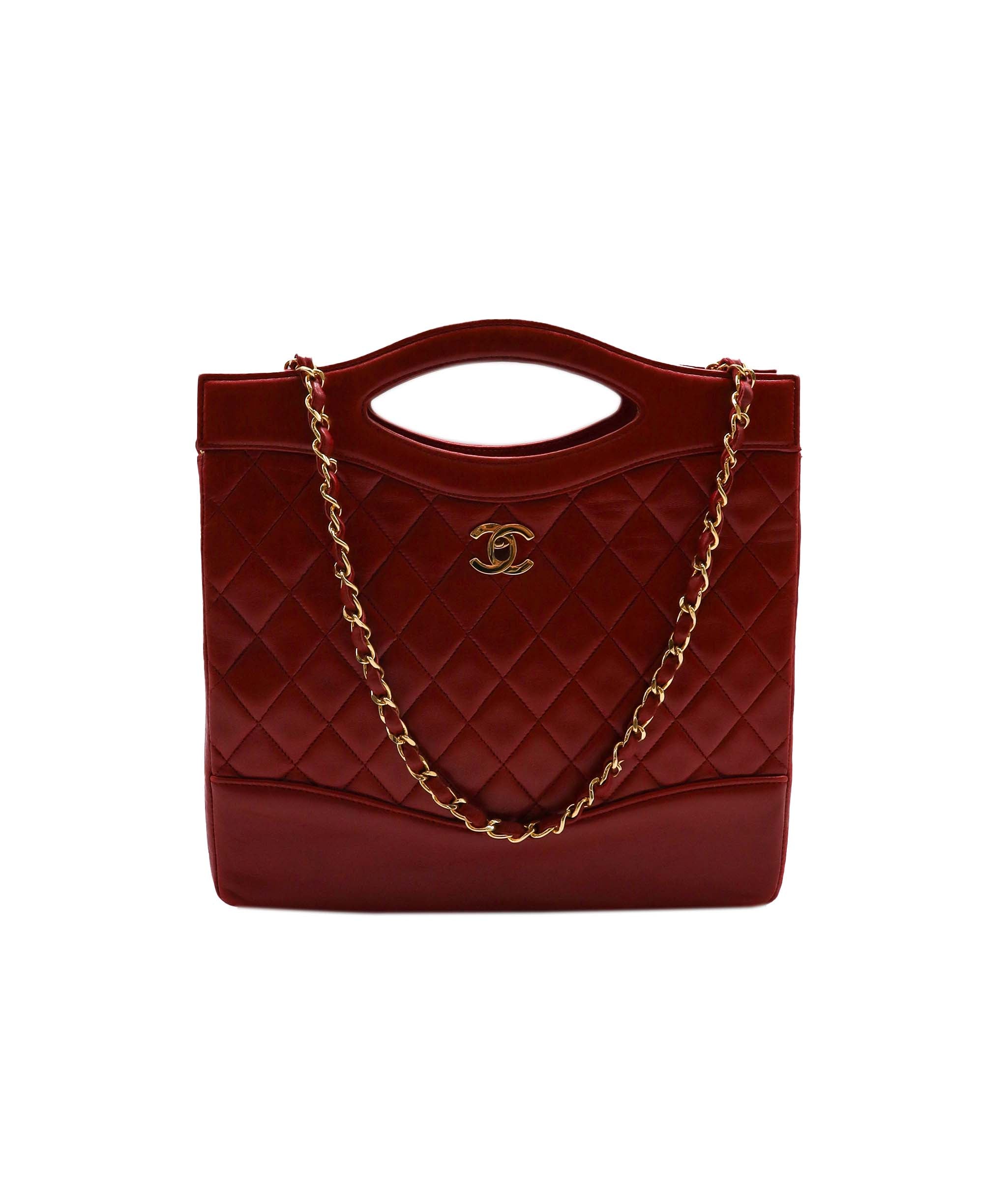 CHANEL VINTAGE MATELASSE BAG RED LAMBSKIN 90244686