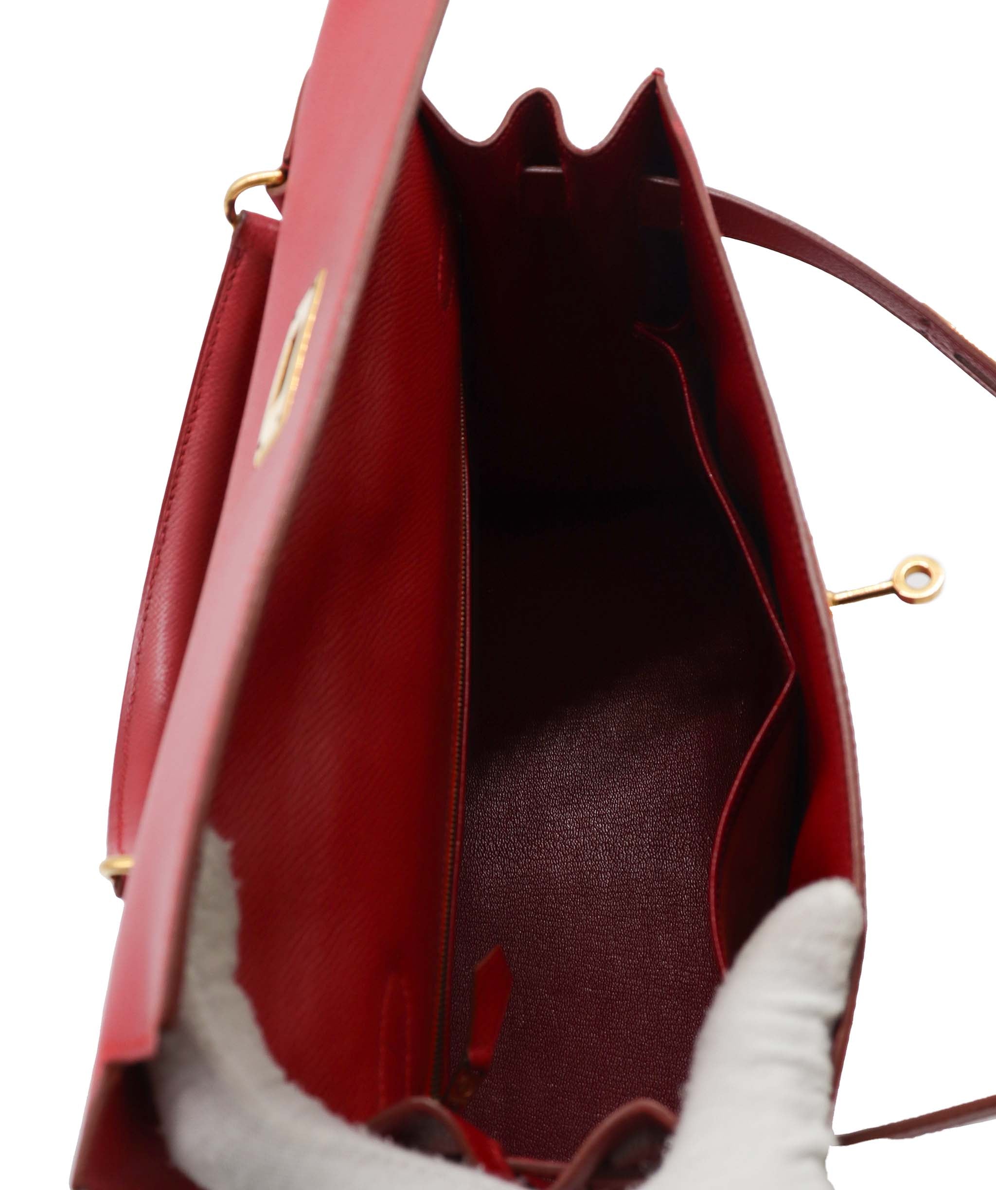 HERMES KELLY 32 SELLIER ROUGE COUCHEVEL HAND SHOULDER BAG 〇Z DXBS2291