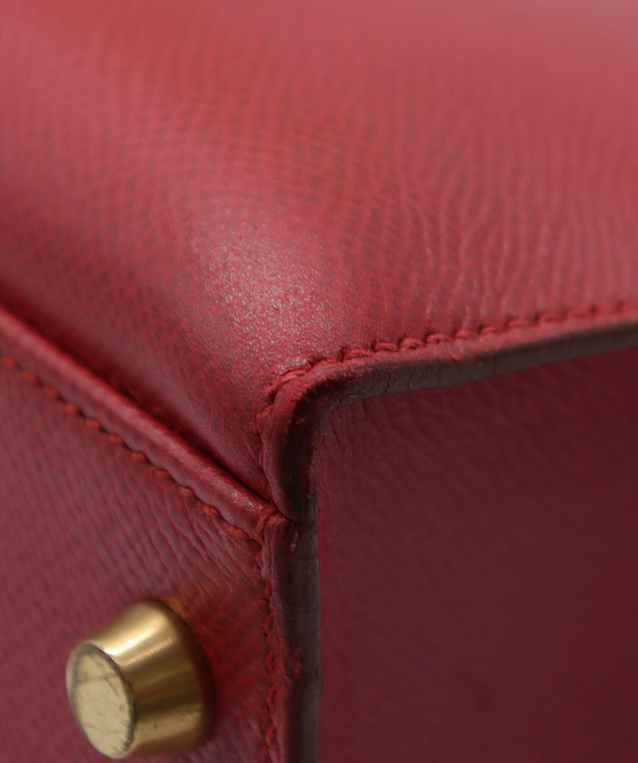 HERMES KELLY 32 SELLIER ROUGE COUCHEVEL HAND SHOULDER BAG 〇Z DXBS2291