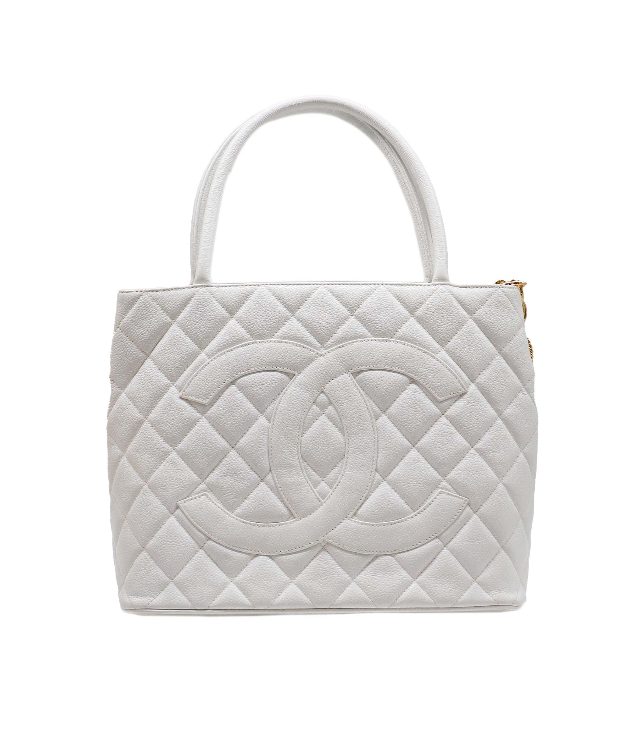 Chanel Vintage Medallion Tote White Caviar GHW DXBA0030