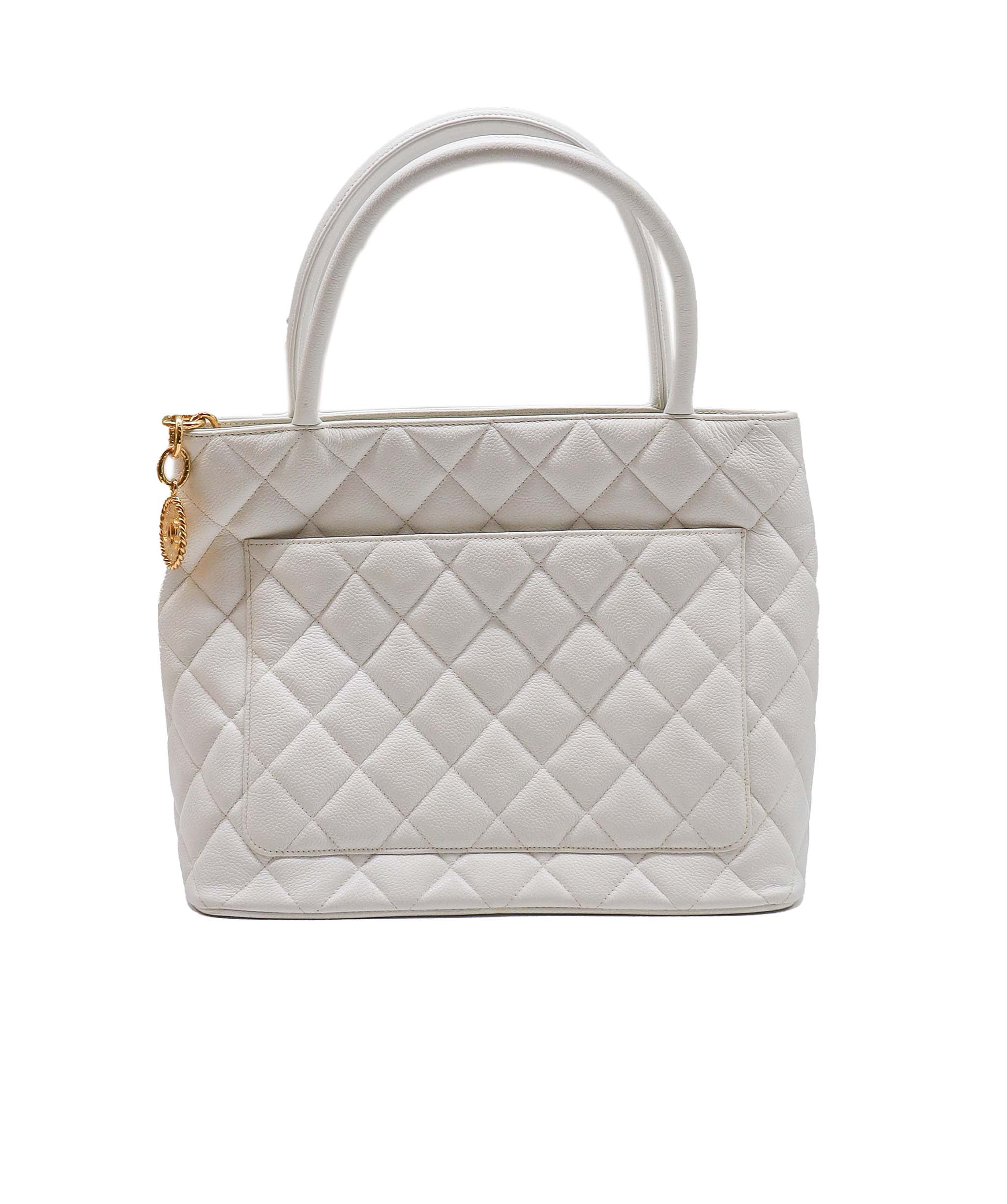 Chanel Vintage Medallion Tote White Caviar GHW DXBA0030