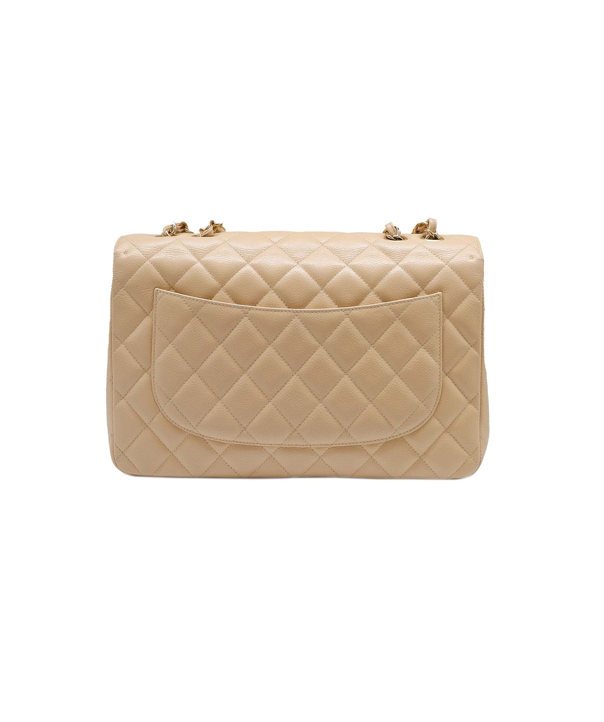 Chanel Classic Jumbo Single Flap Beige Caviar GHW SYC1206