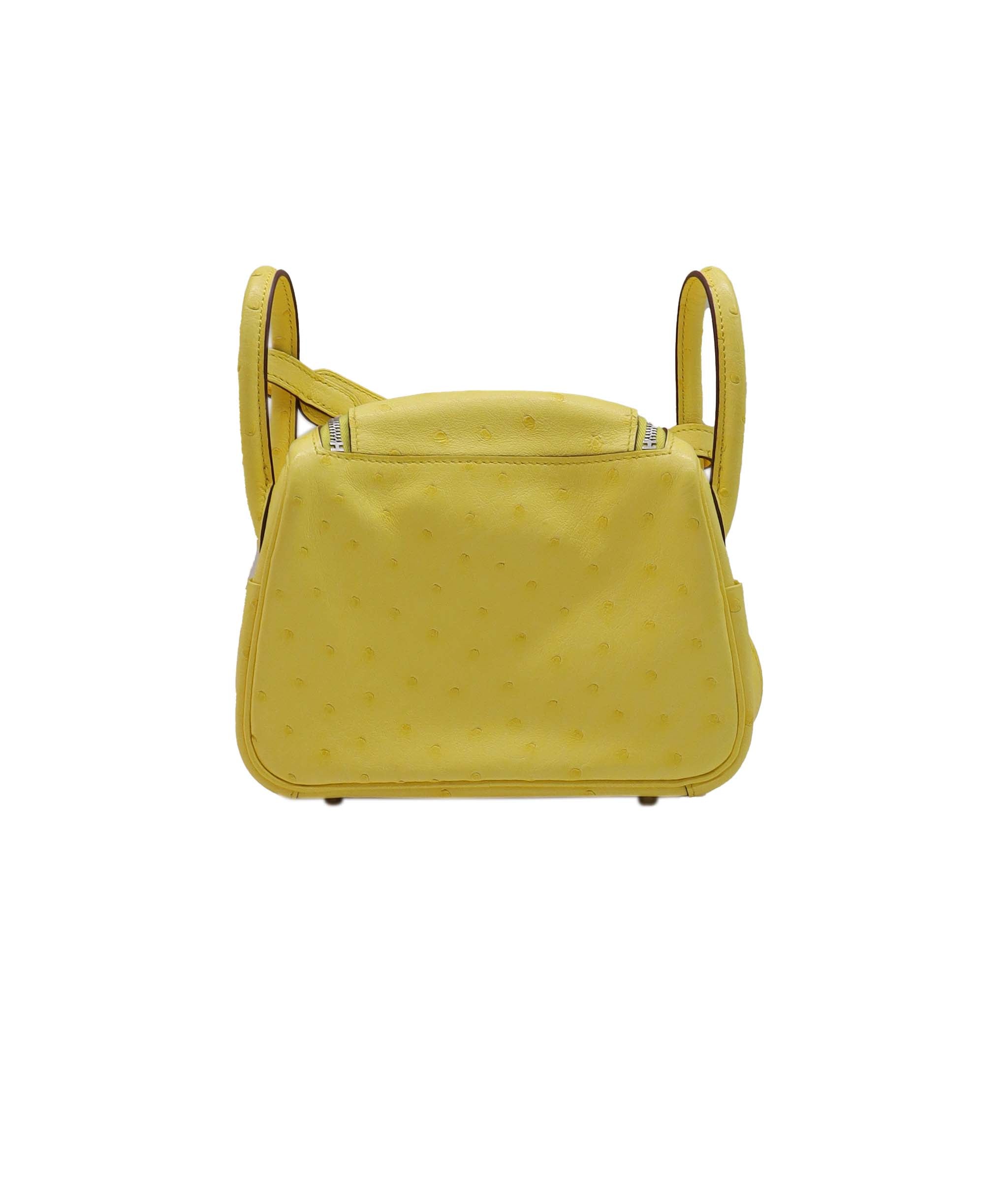 Hermès Mini Lindy Jaune Citron Ostrich PHW #U SKC1796