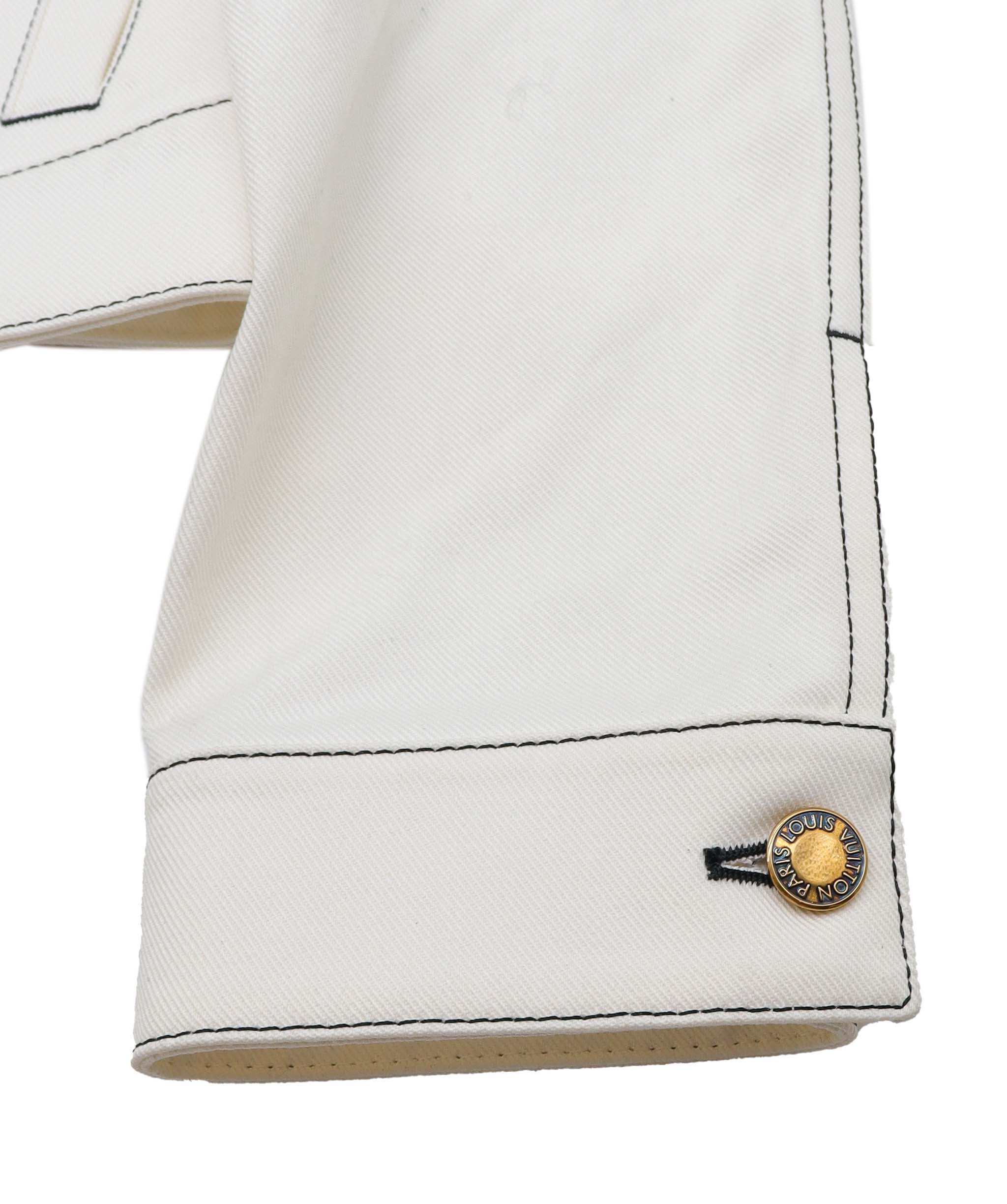 Louis Vuitton White Denim Jacket Patch Size 36 SKC1856