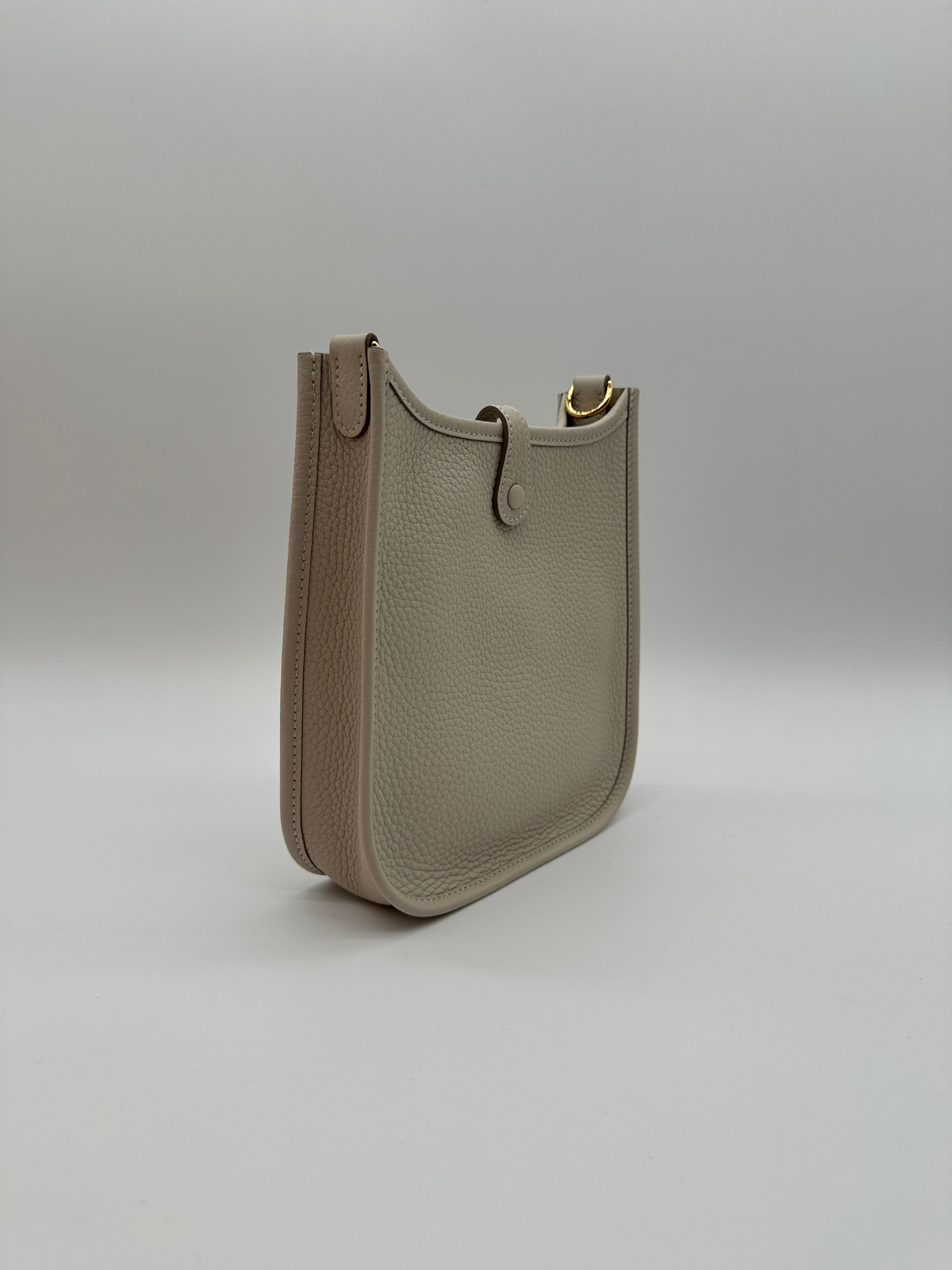 Hermès Mini Evelyne Craie Taurillon Clemence Gold Hardware
