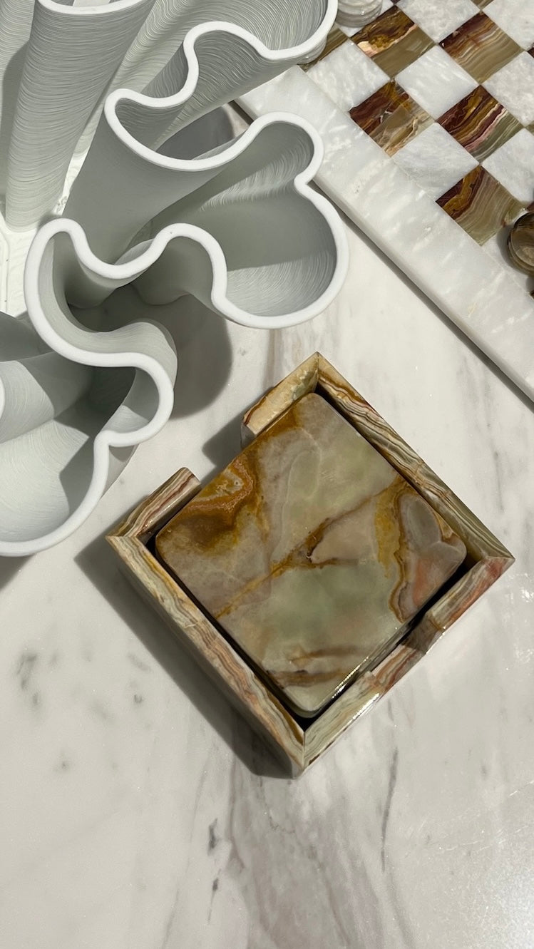 Jade Square Green Onyx Coasters ASC5395