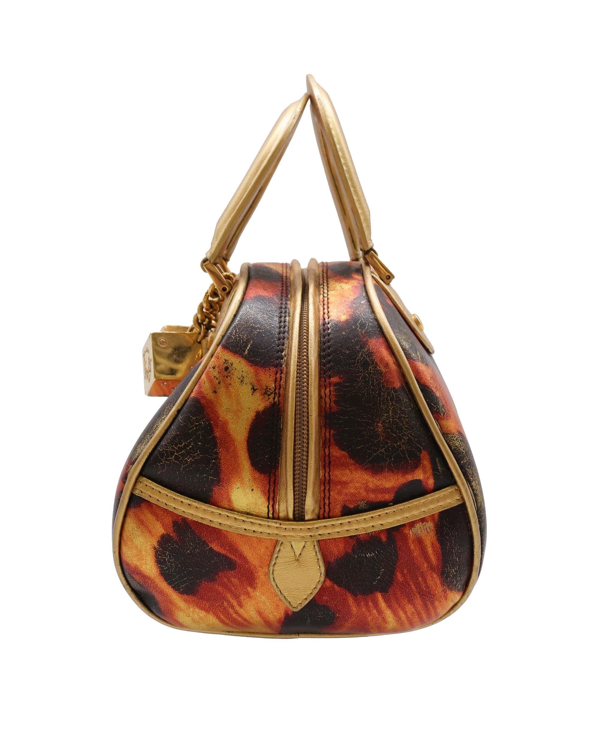 Christian Dior Dior Metallic Printed Leather Gambler Dice Bowling Bag - DXBS2334