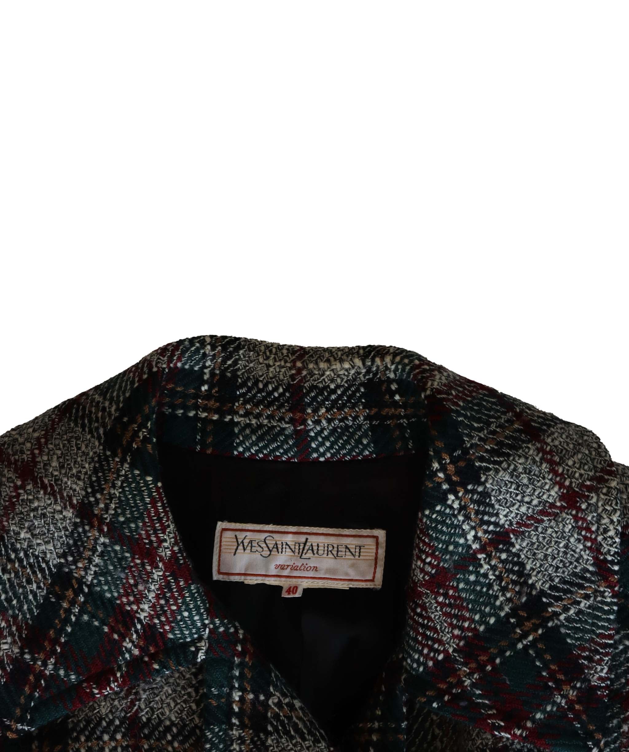 Yves Saint Laurent short tartan trench coat AGC1912