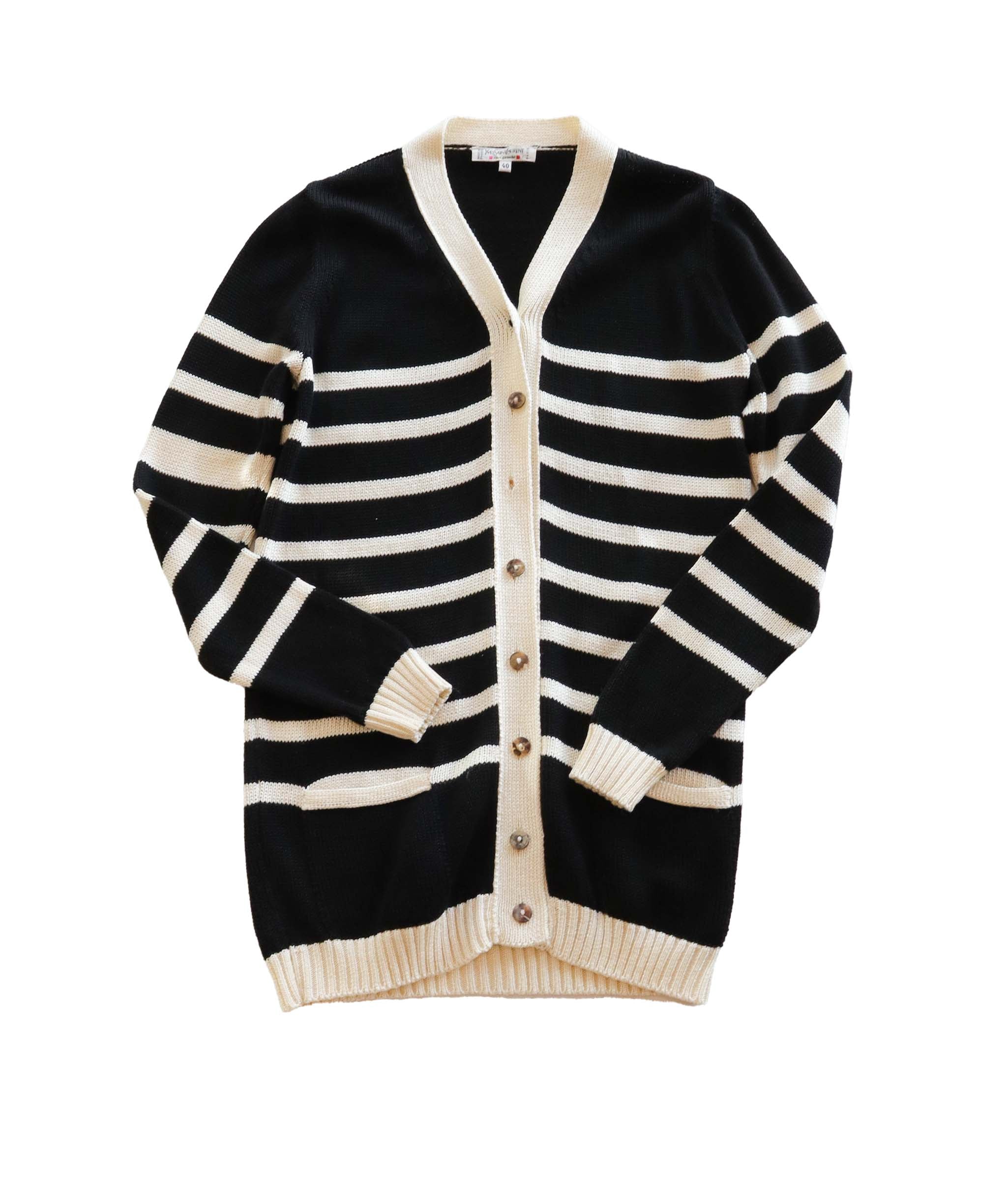 Yves Saint Laurent black and white striped cardigan AGC1838