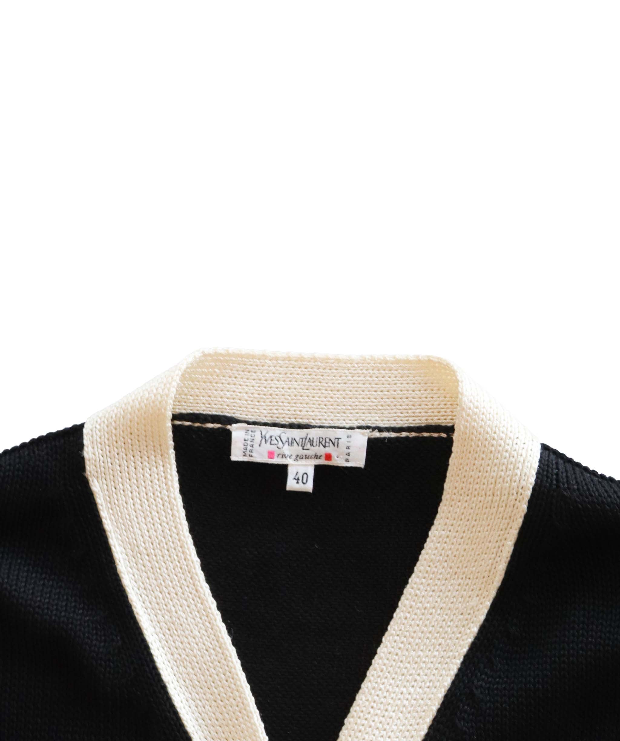 Yves Saint Laurent black and white striped cardigan AGC1838