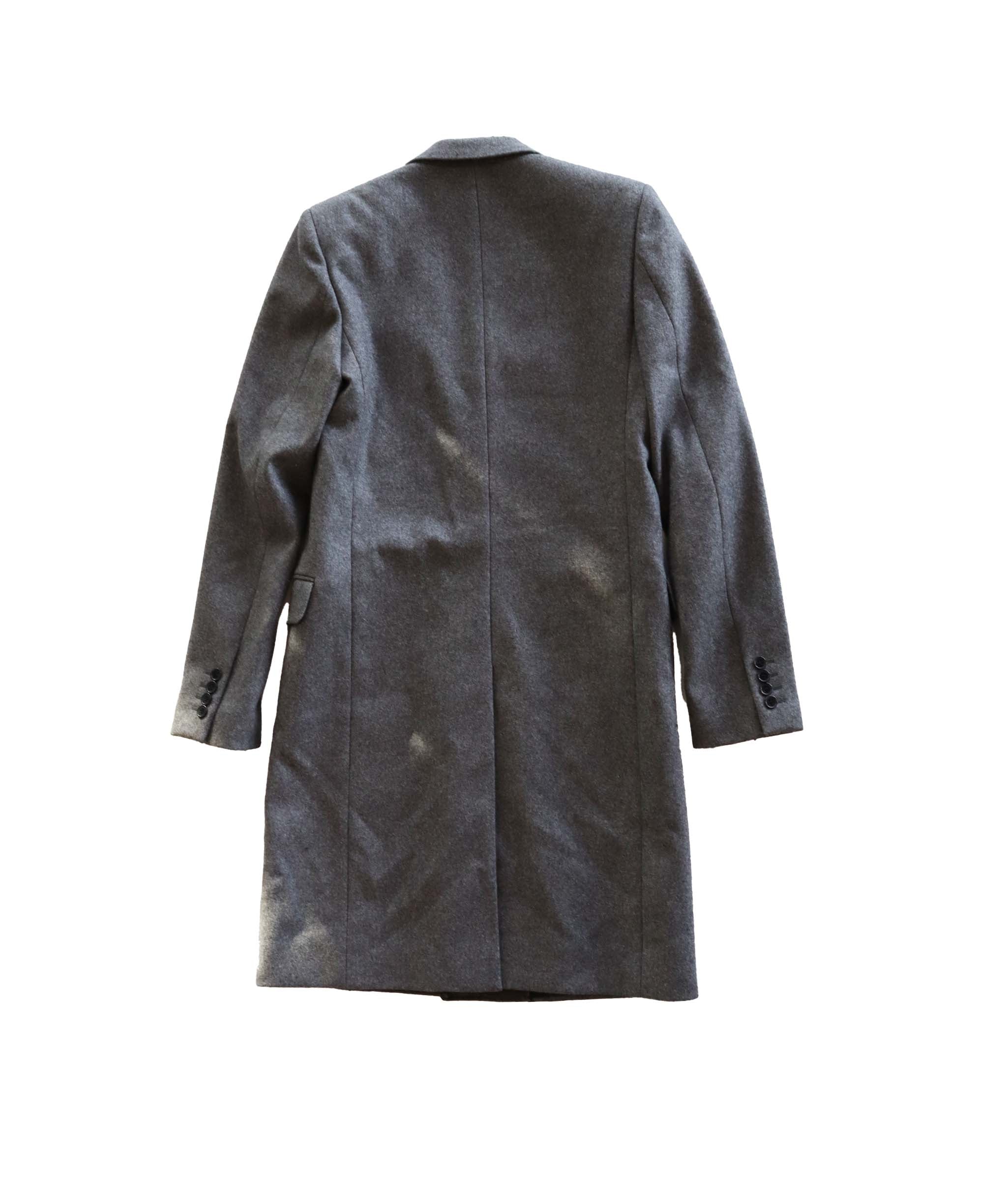 Yves Saint Laurent black leather collar Grey wool coat - AGC1839