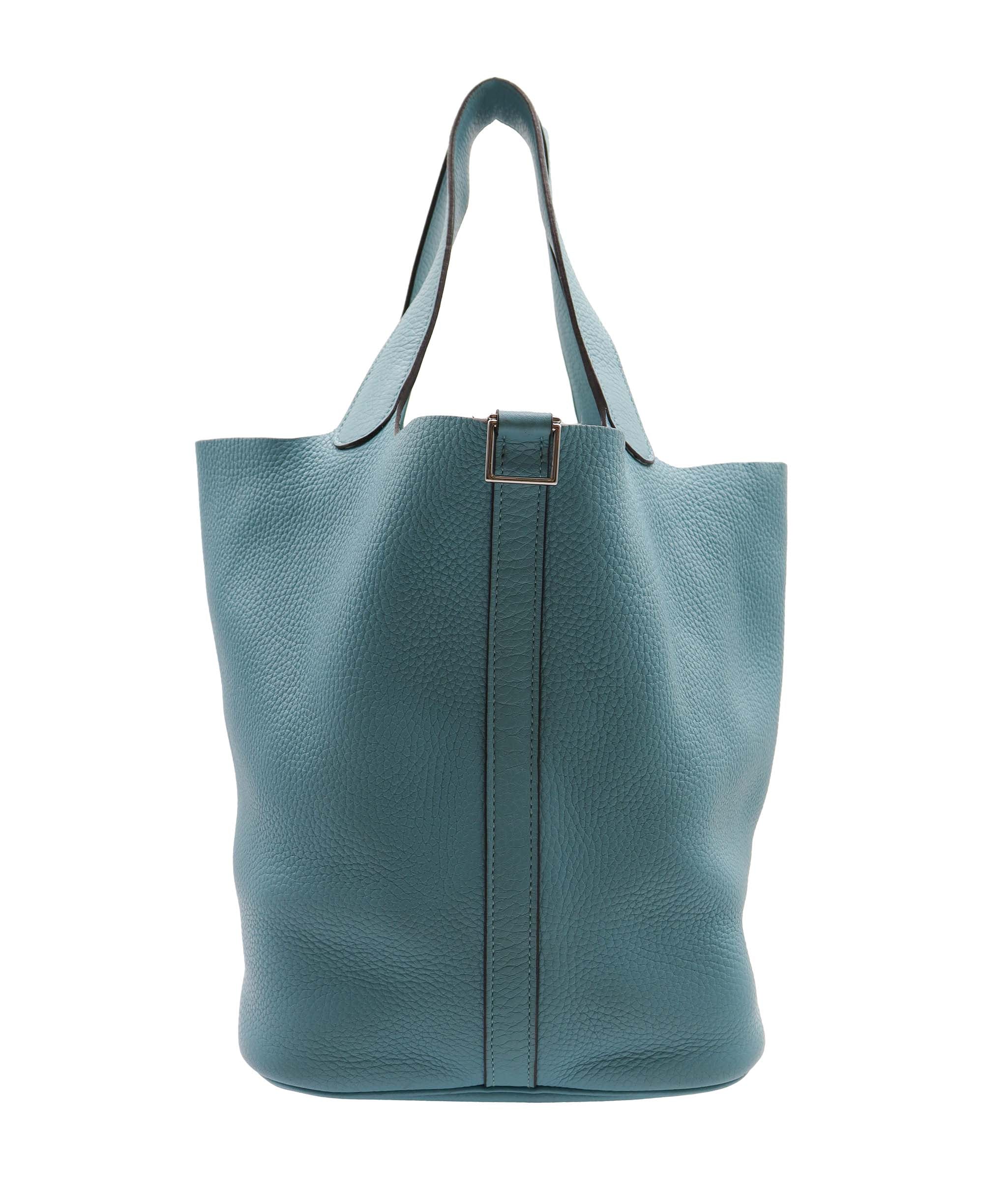 Hermes Picotin 26 Blue Ciel Clemence PHW #T SKC1906