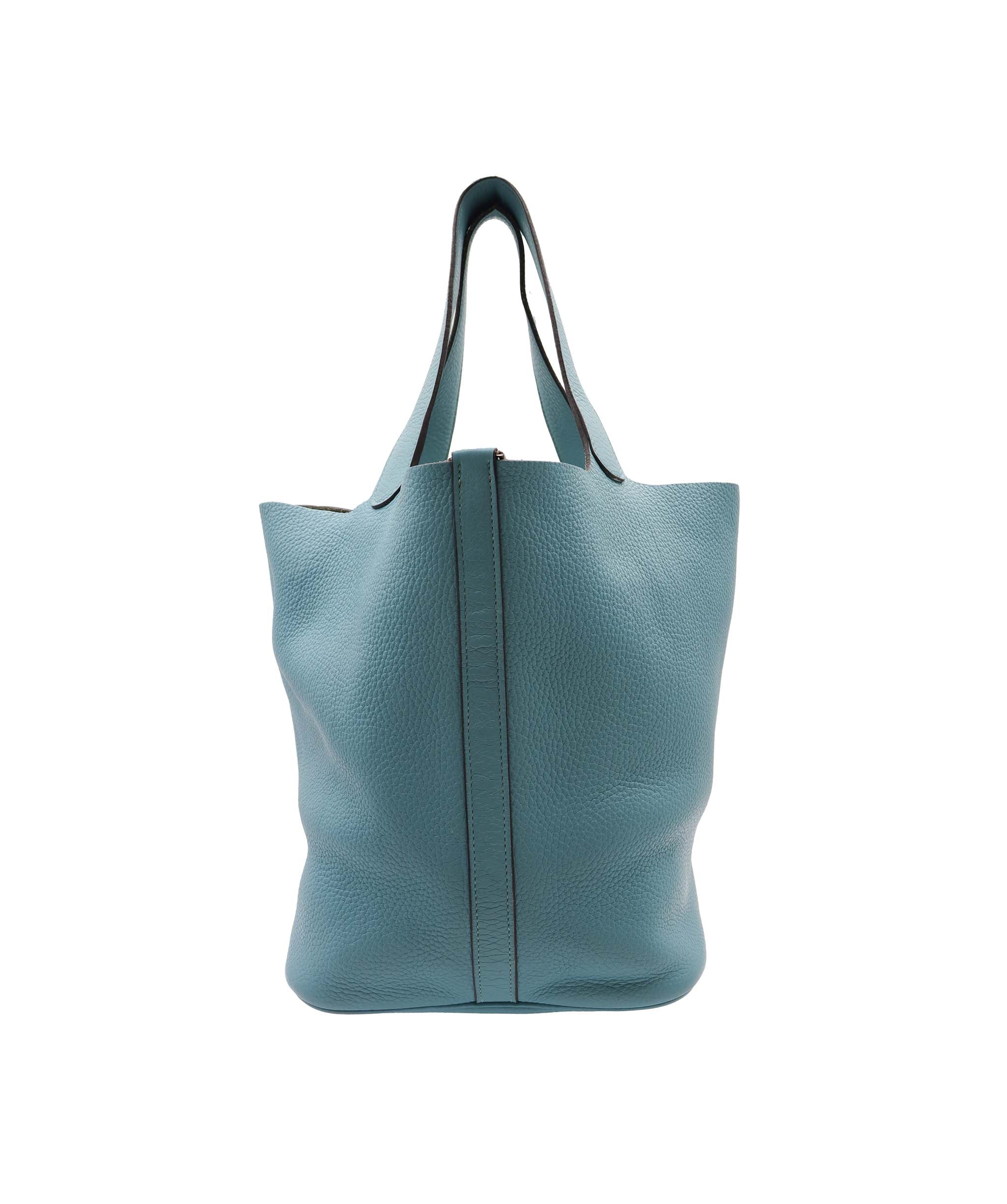 Hermes Picotin 26 Blue Ciel Clemence PHW #T SKC1906