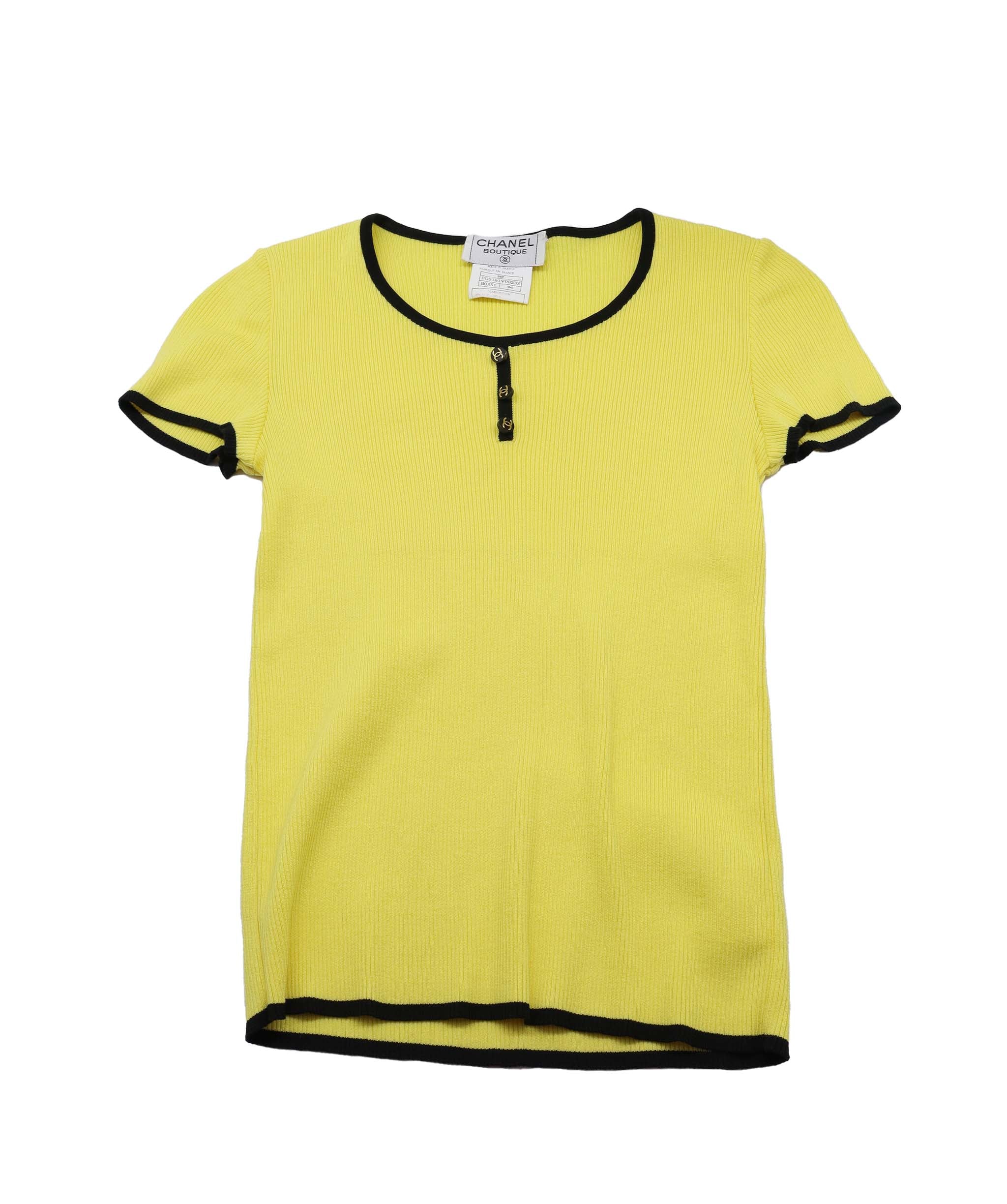 Chanel 95P Yellow Knit T-shirt PO5161V00233	 DXBS0471