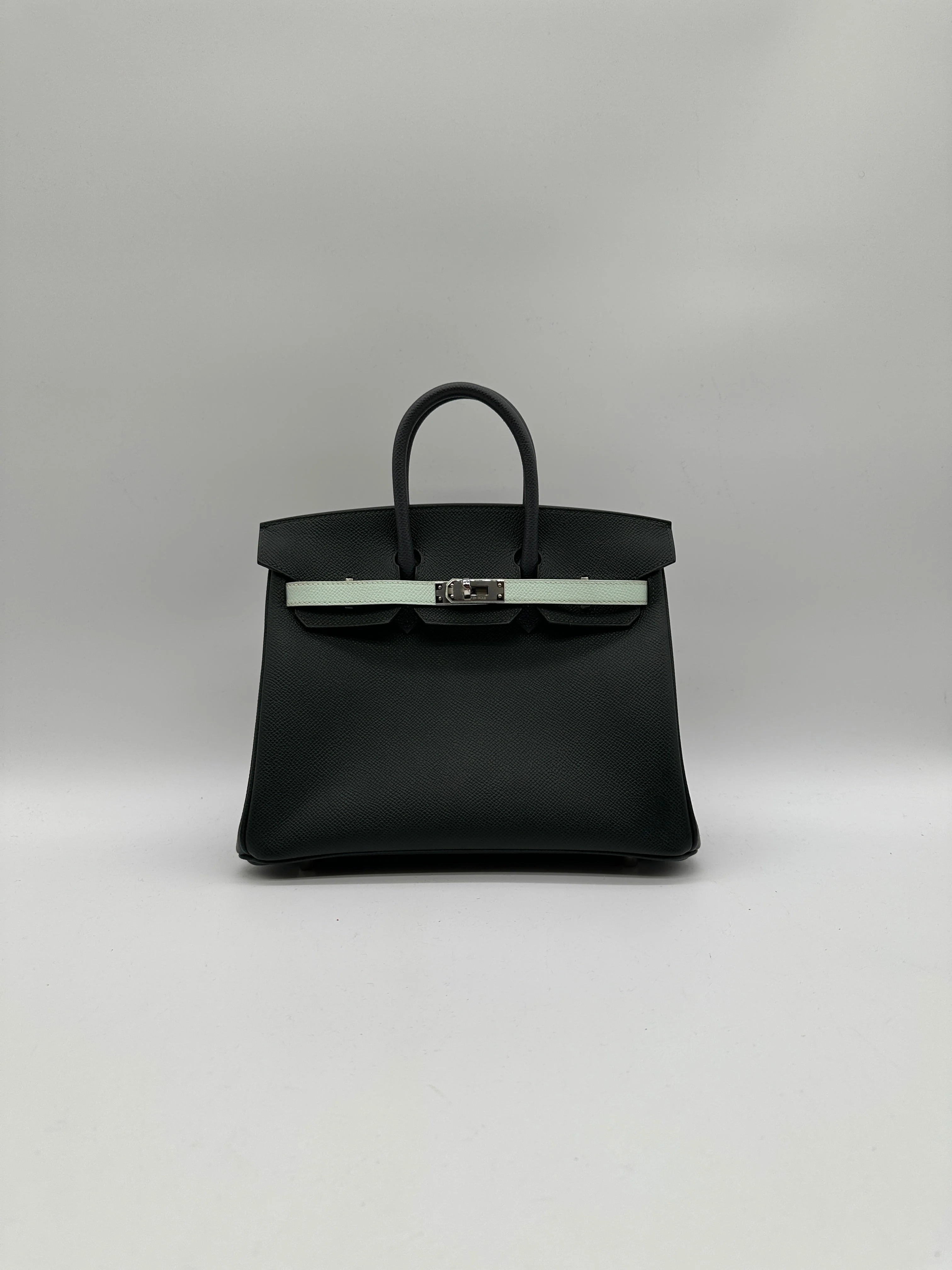 Hermès Birkin 25 Tricolor Vert Fonce / Vert Peppermint / Ardoise Epsom Palladium Hardware