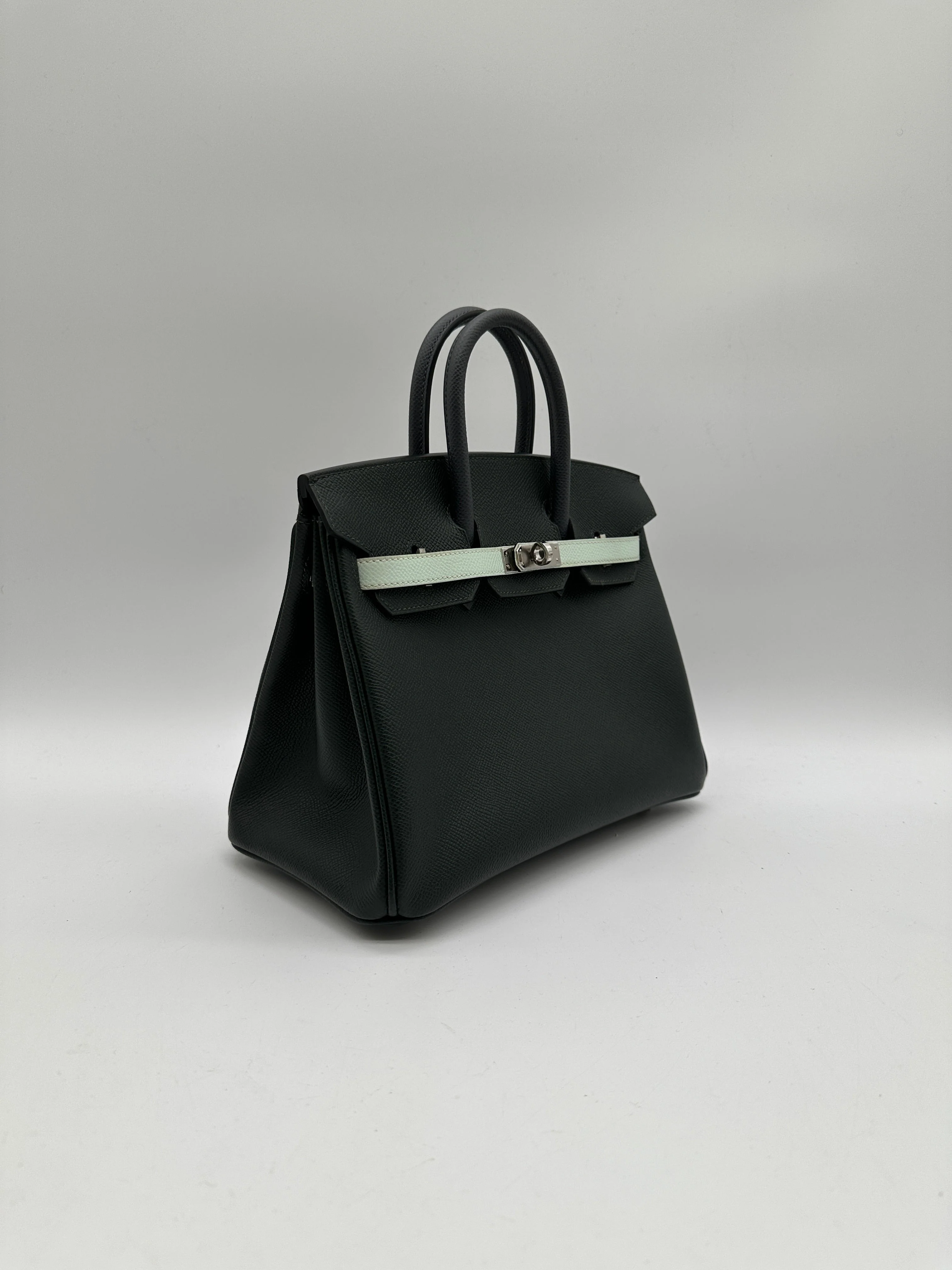 Hermès Birkin 25 Tricolor Vert Fonce / Vert Peppermint / Ardoise Epsom Palladium Hardware