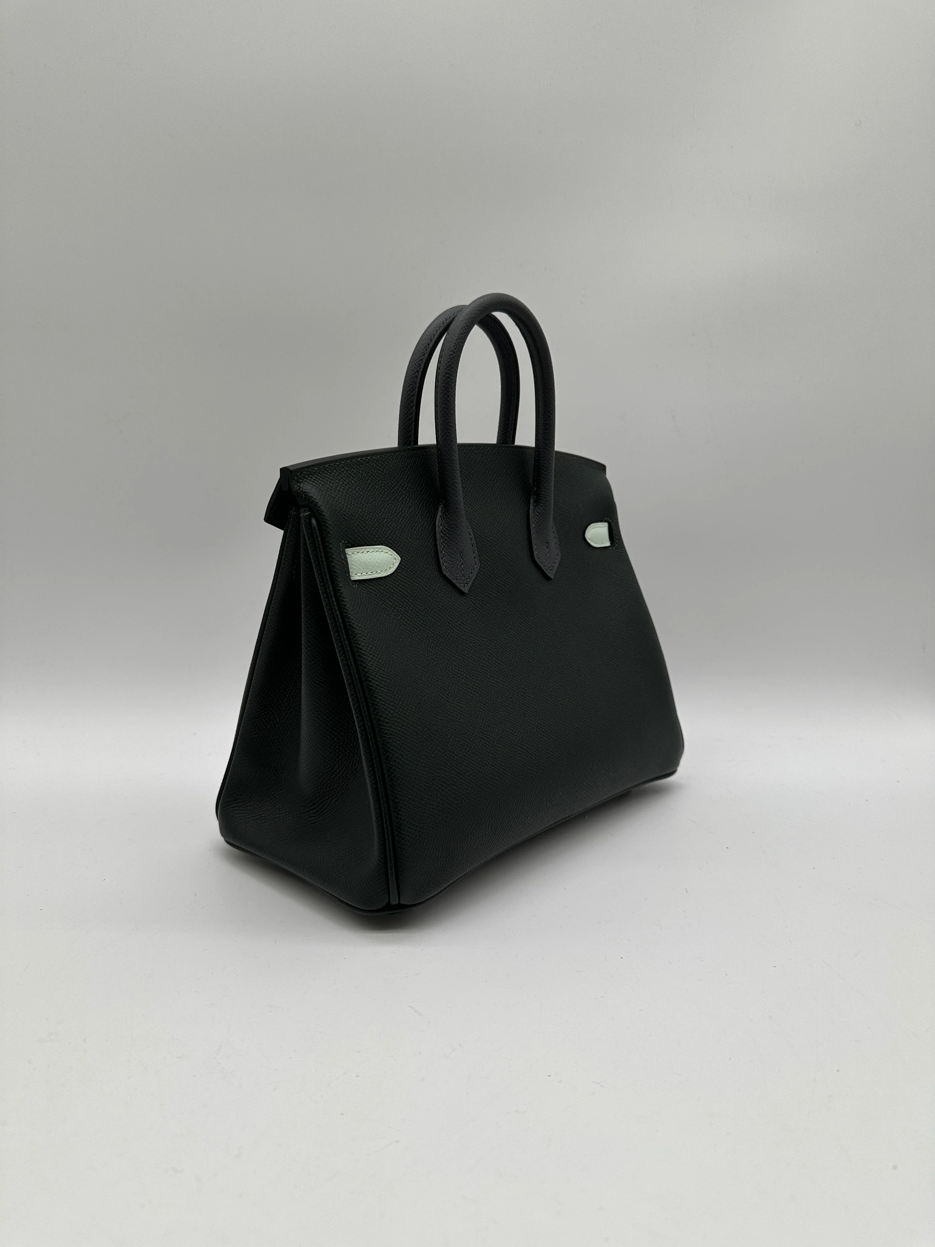 Hermès Birkin 25 Tricolor Vert Fonce / Vert Peppermint / Ardoise Epsom Palladium Hardware