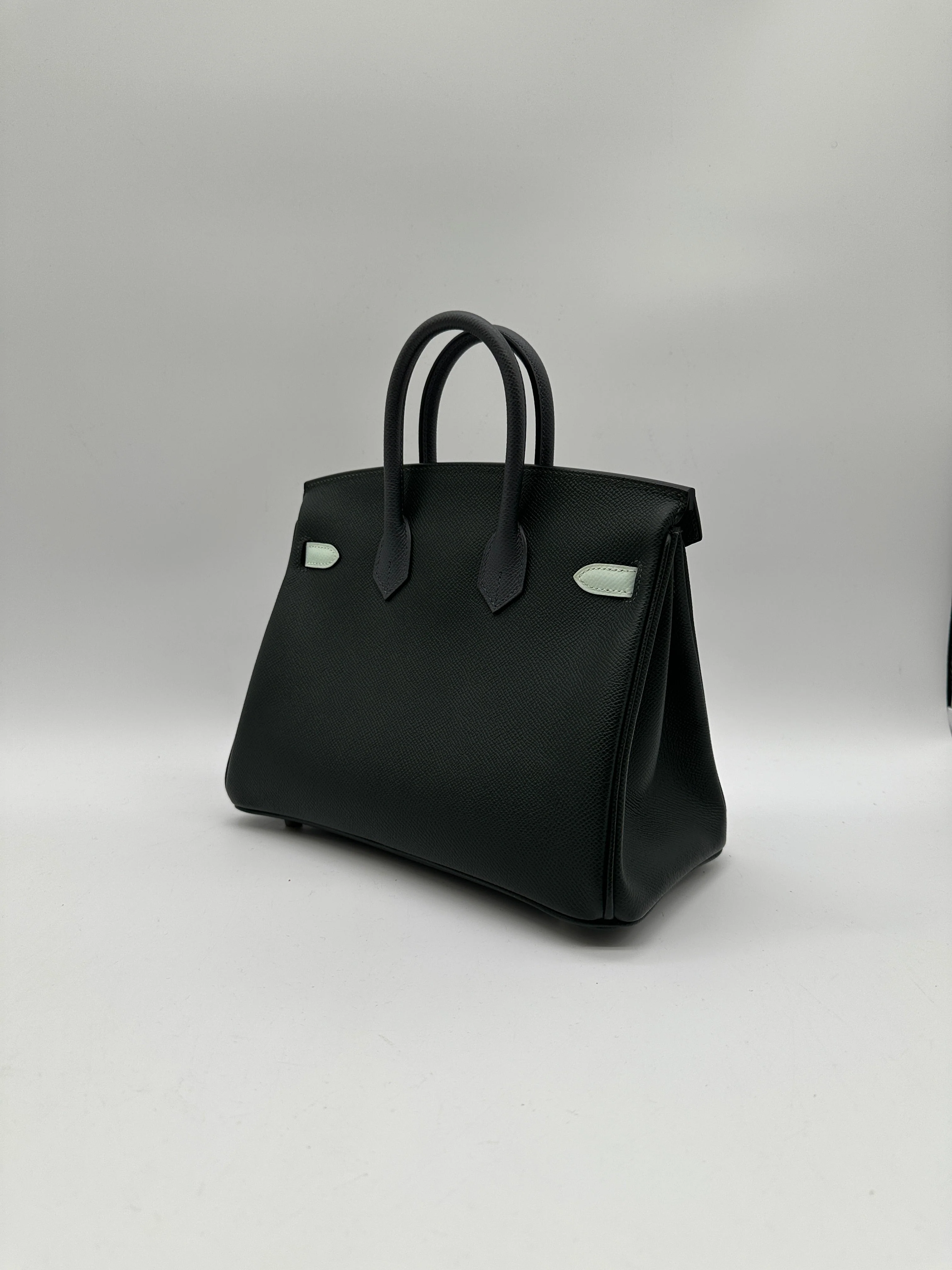 Hermès Birkin 25 Tricolor Vert Fonce / Vert Peppermint / Ardoise Epsom Palladium Hardware