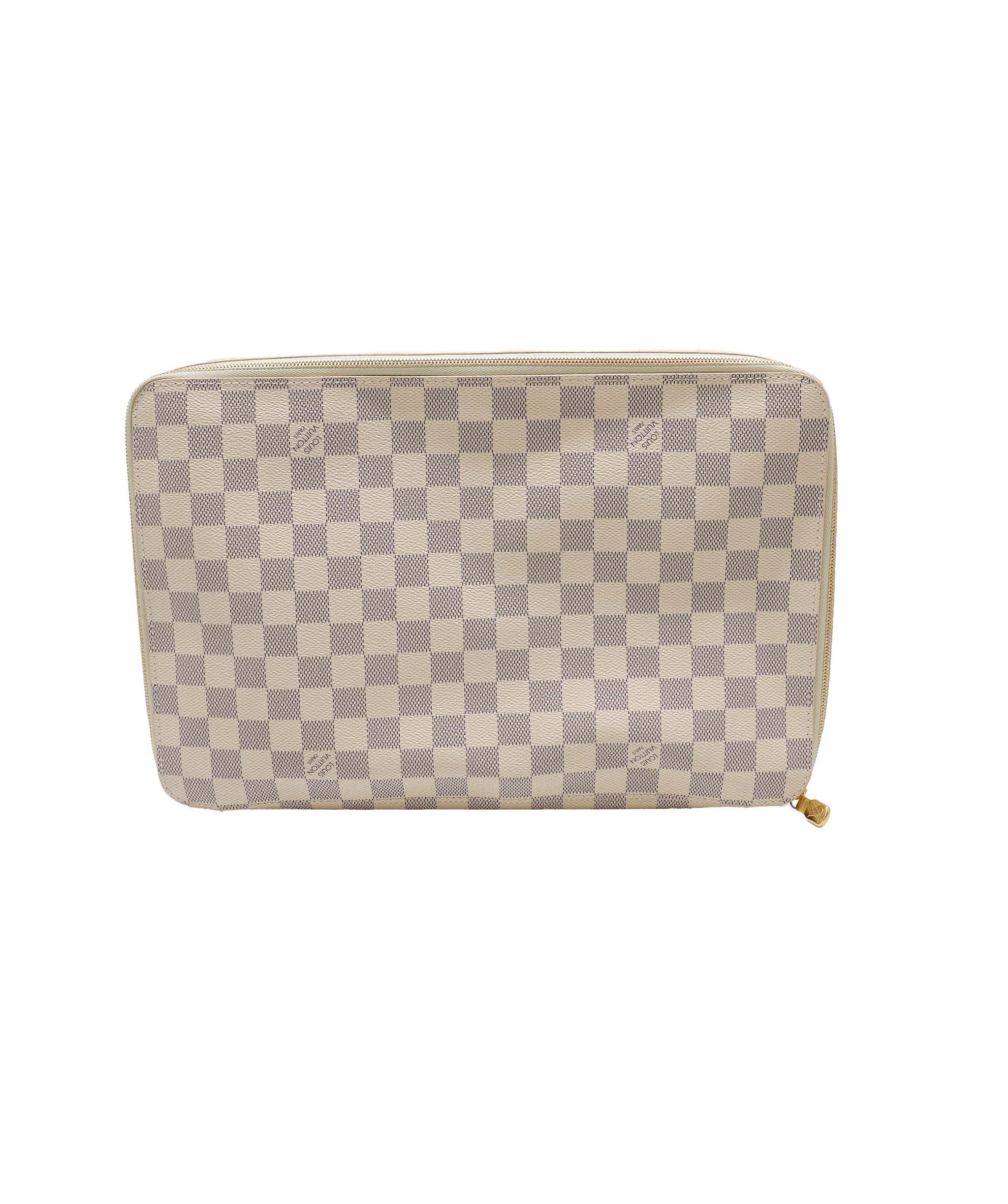 LOUIS VUITTON Damier Azur Cube De Langemont GM Cosmetic Pouch LV Auth 64139A DXBV0065