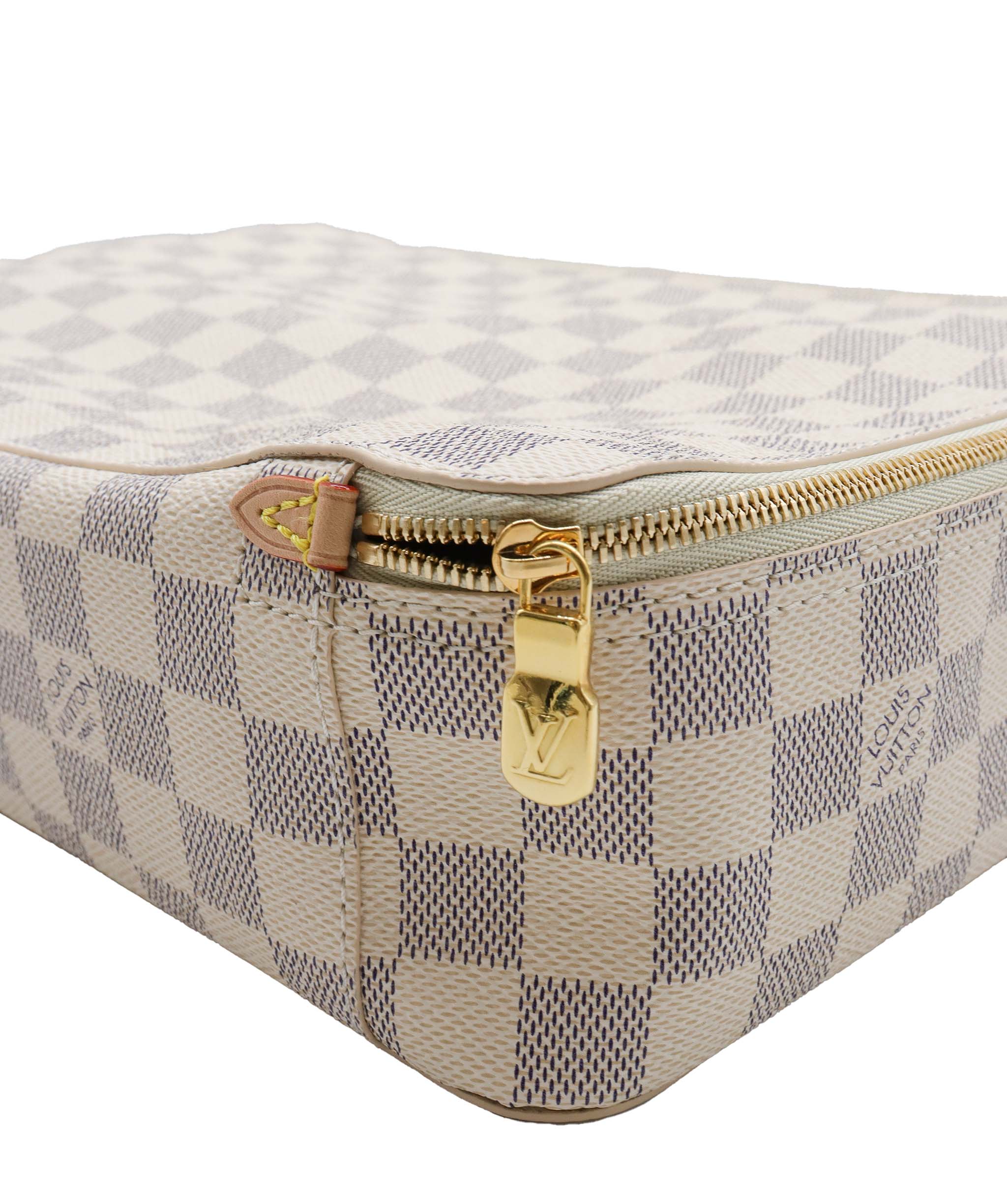 LOUIS VUITTON Damier Azur Cube De Langemont GM Cosmetic Pouch LV Auth 64139A DXBV0065