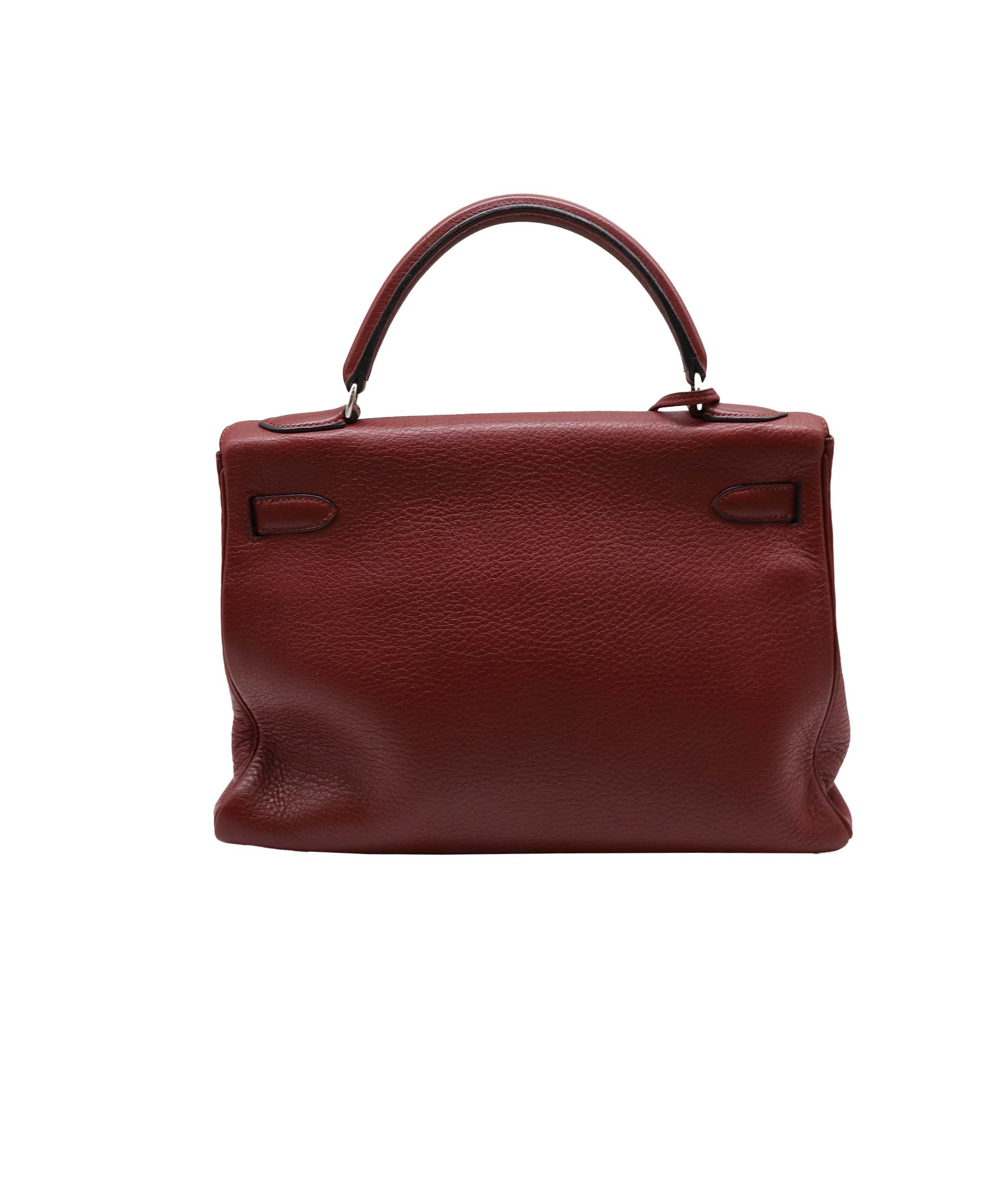 HERMES KELLY 32 RETOURNE  TAURILLON CLEMENCE ROUGE GARANCE HAND SHOULDER BAG □D 90251958 DXBS1353