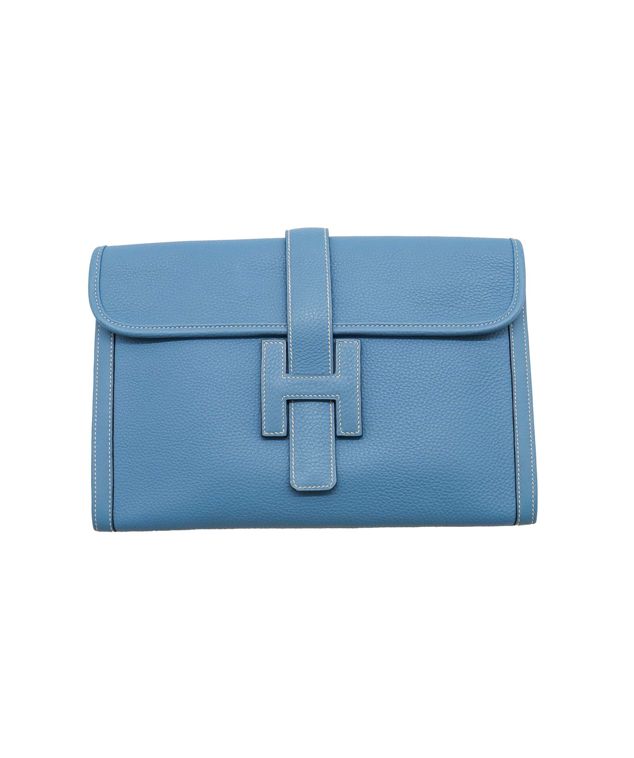 HERMES JIGE PM BLUE JEAN TAURILLON CLEMENCE □C 90251388 DXBS1315