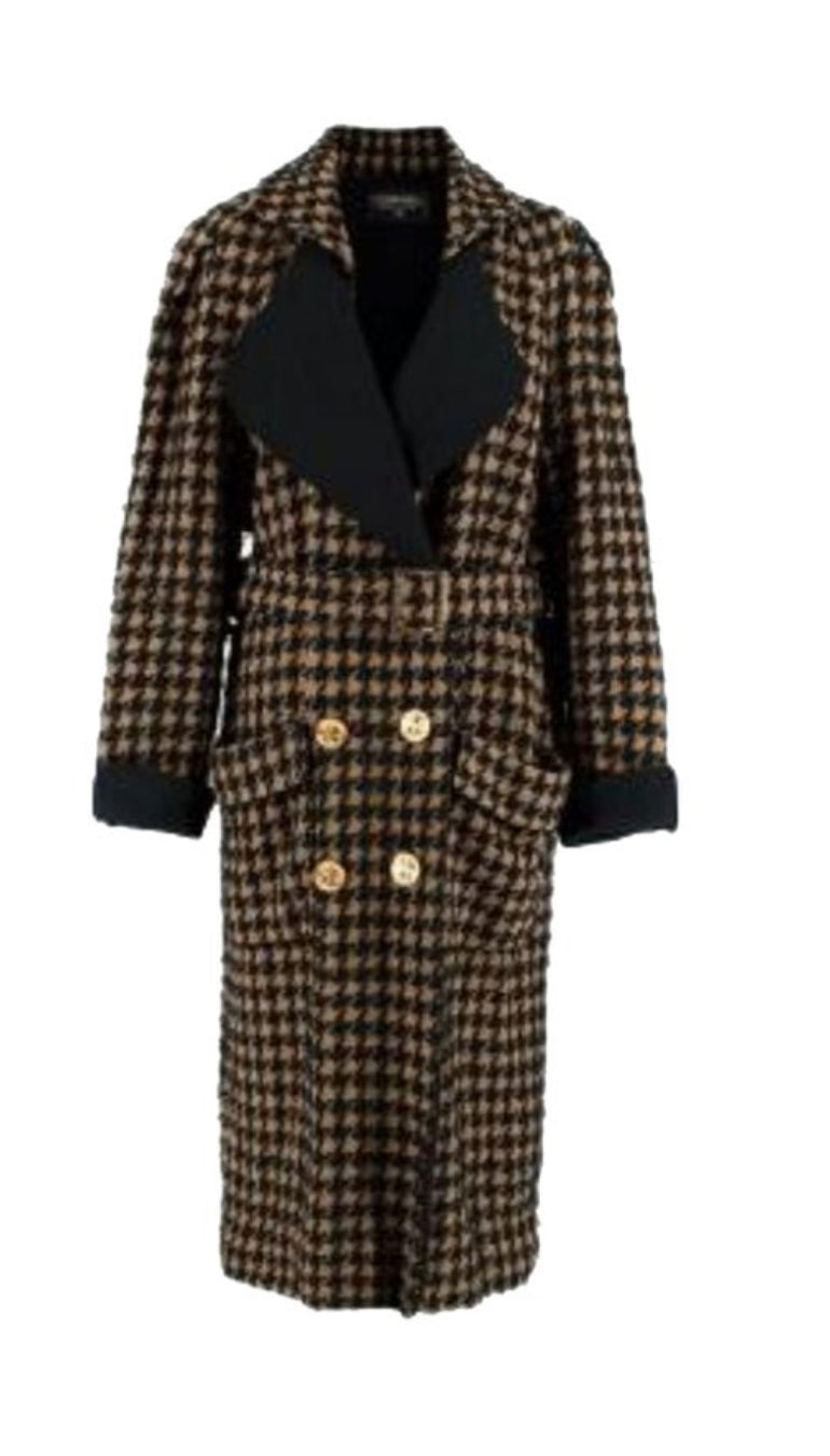 Chanel 80s Houndstooth Coat with Clover Buttons AVC2150