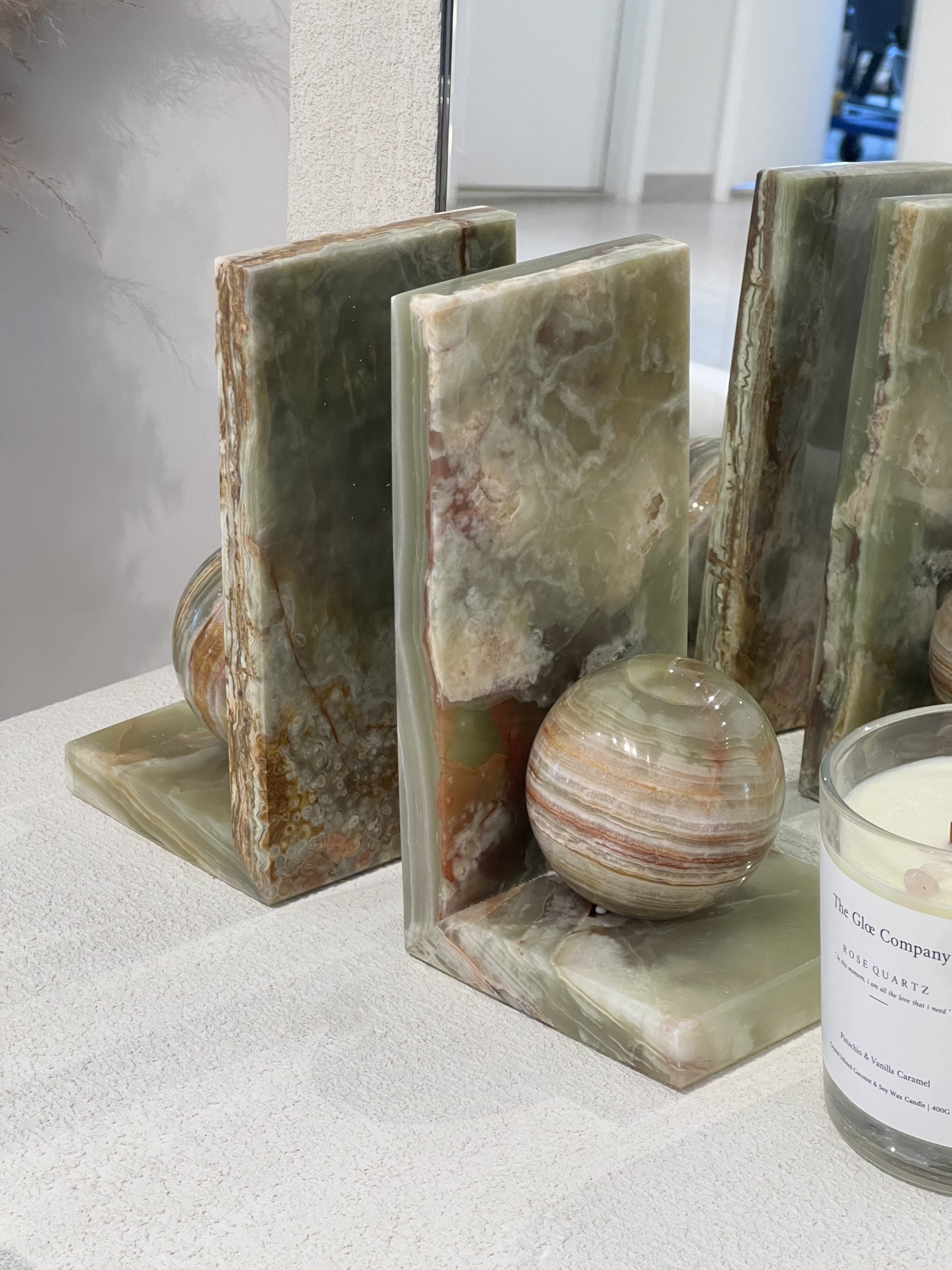 Jade Green Onyx Bookends ASC5416