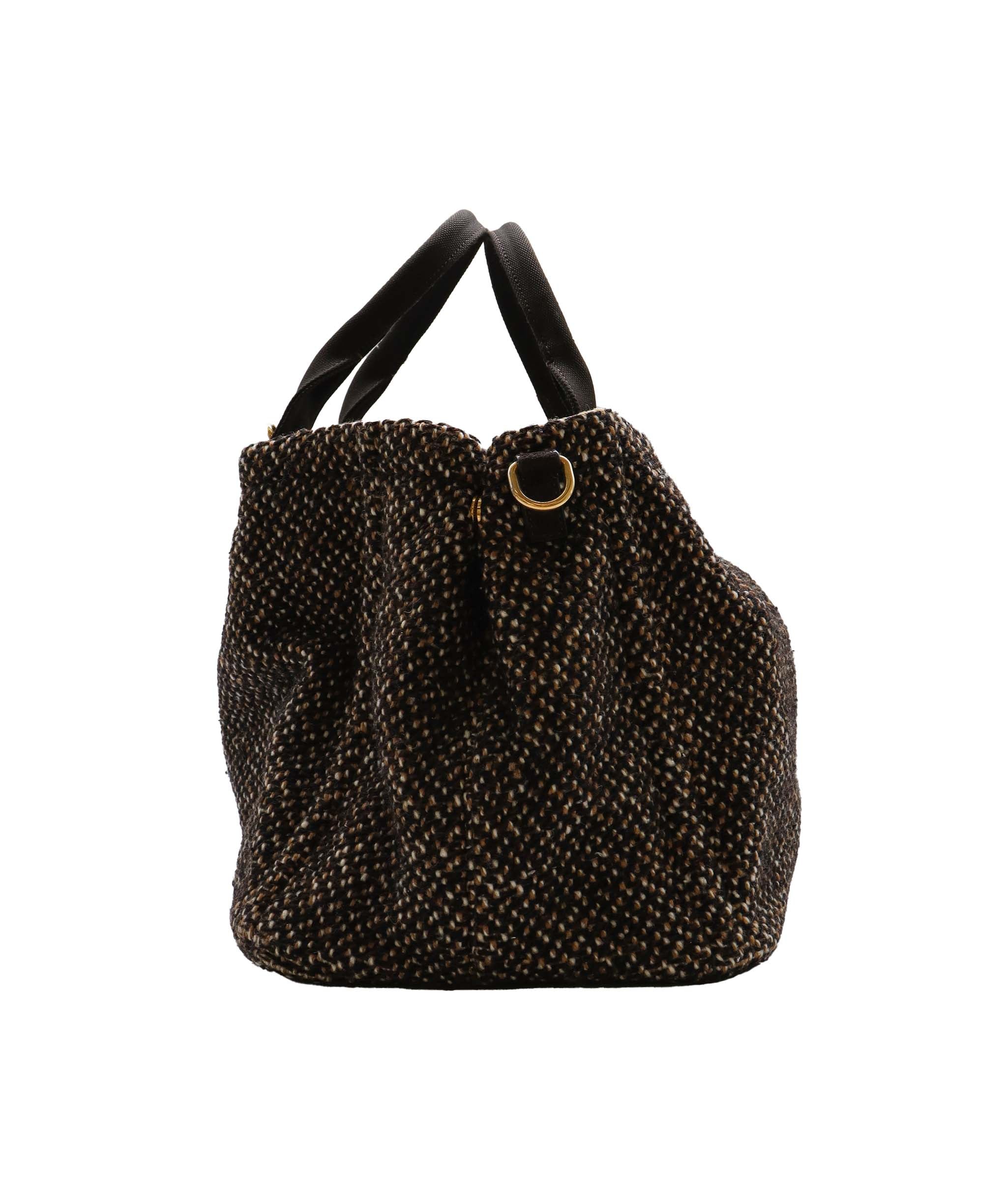 Prada Tweed Tote Bag Brown  DXBS1275