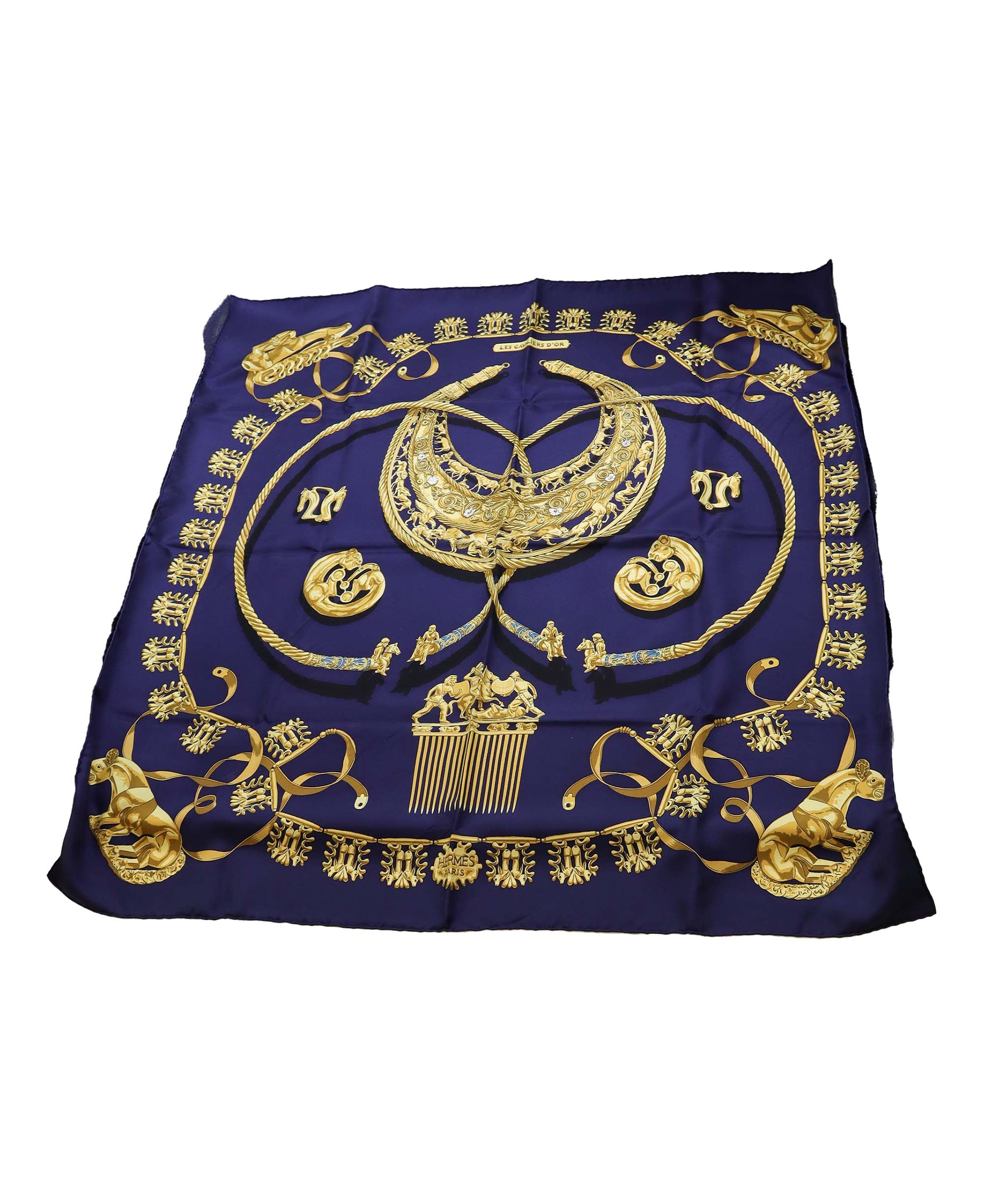 Hermes Silk Scarf Navy AGC2026