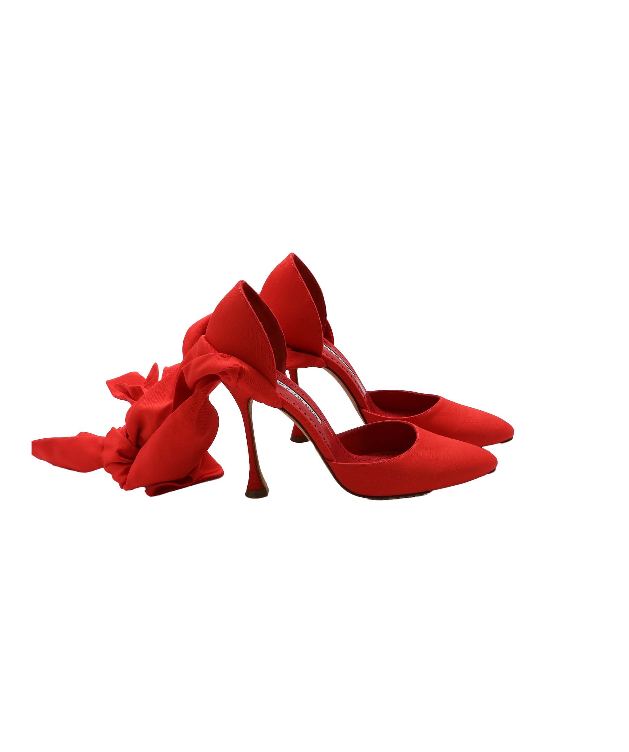 Manolo Blahnik Red Tie Up Pumps Size 38 AGC2021