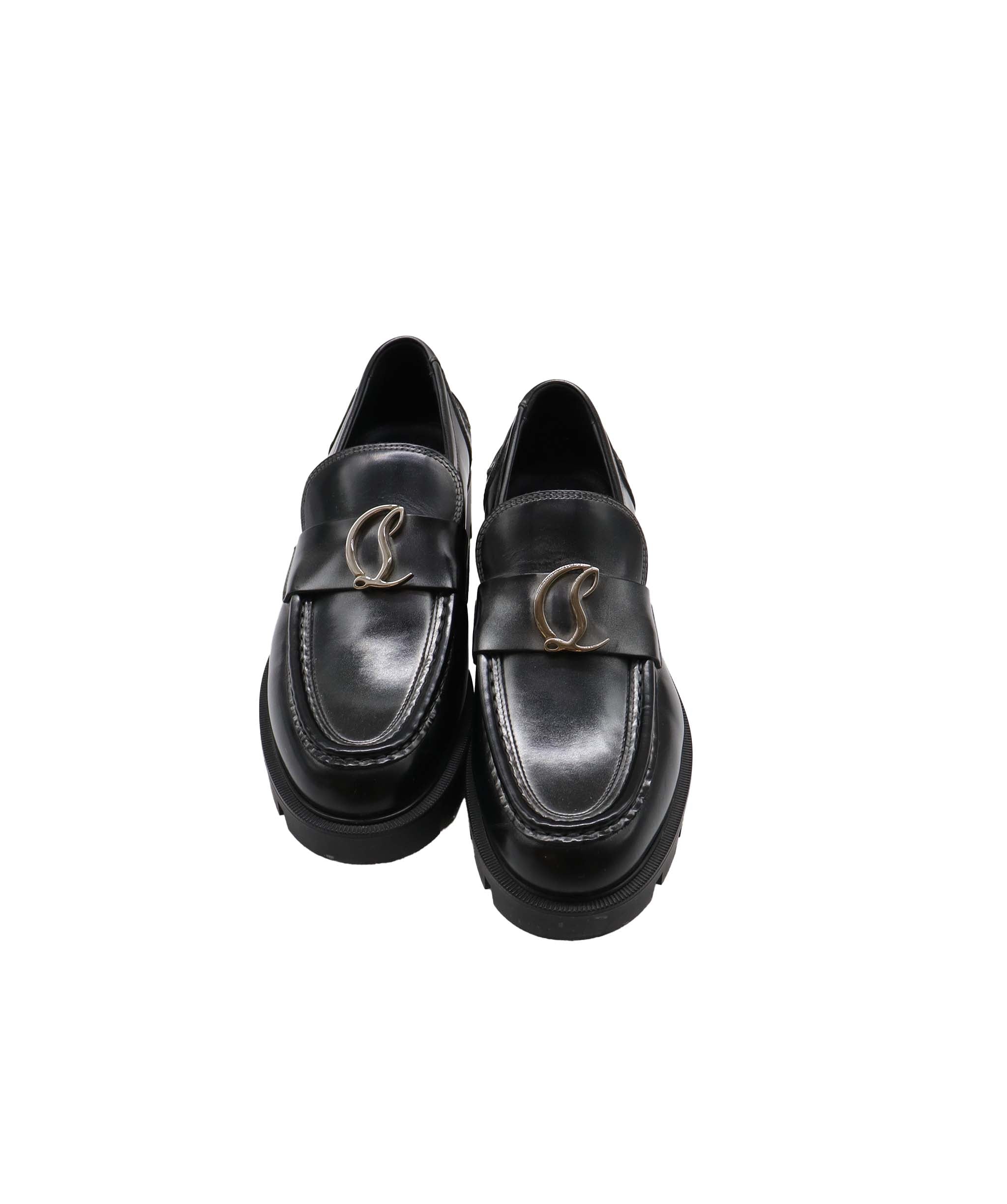 Louboutin Black Leather Loafers Size 38.5 AGC2020