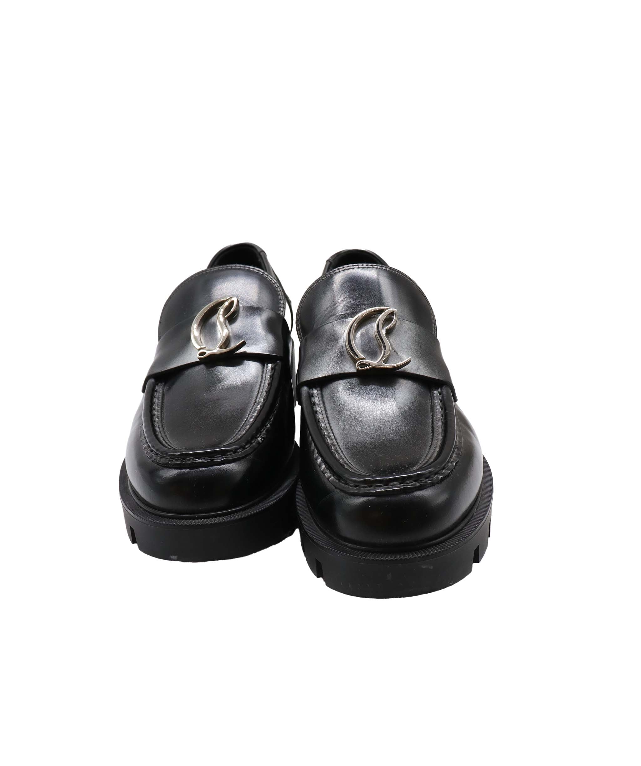 Louboutin Black Leather Loafers Size 38.5 AGC2020