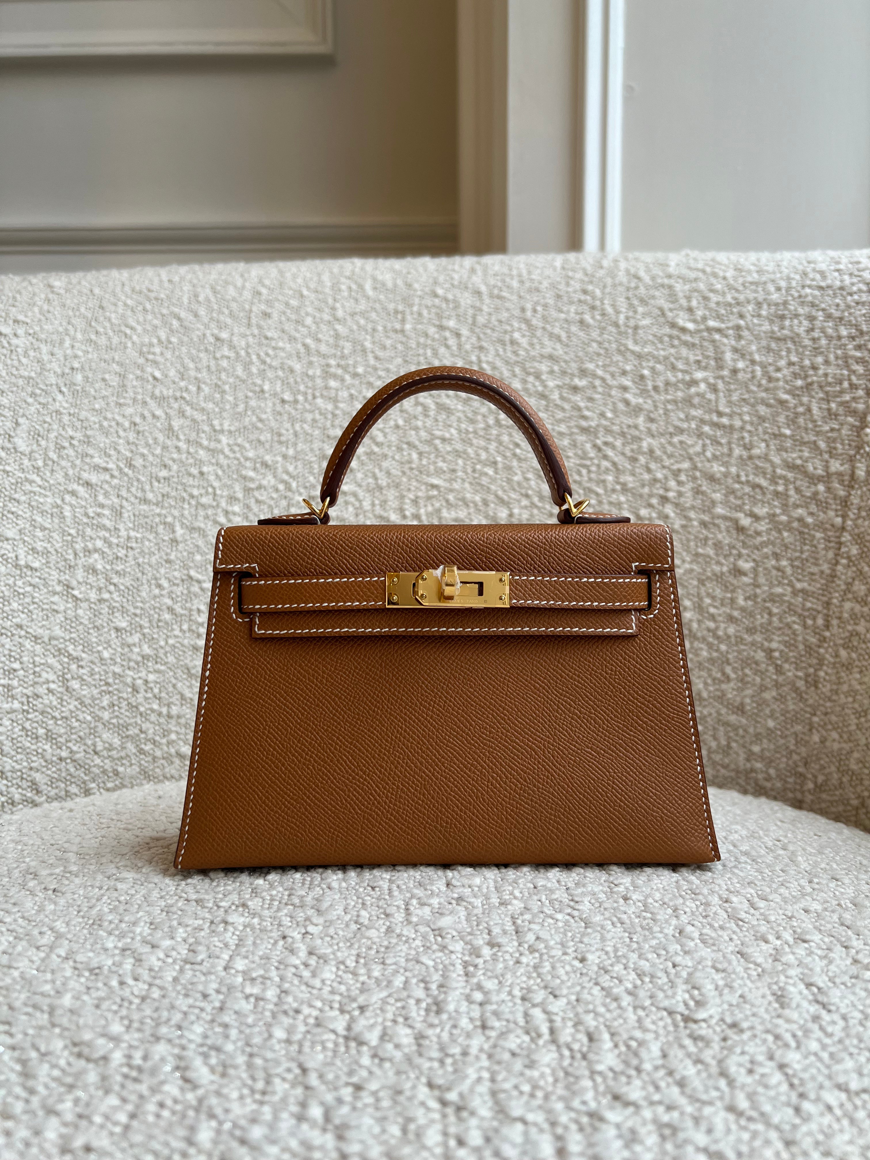 HERMÈS MINI KELLY II 20CM GOLD Epsom Leather with Gold Hardware