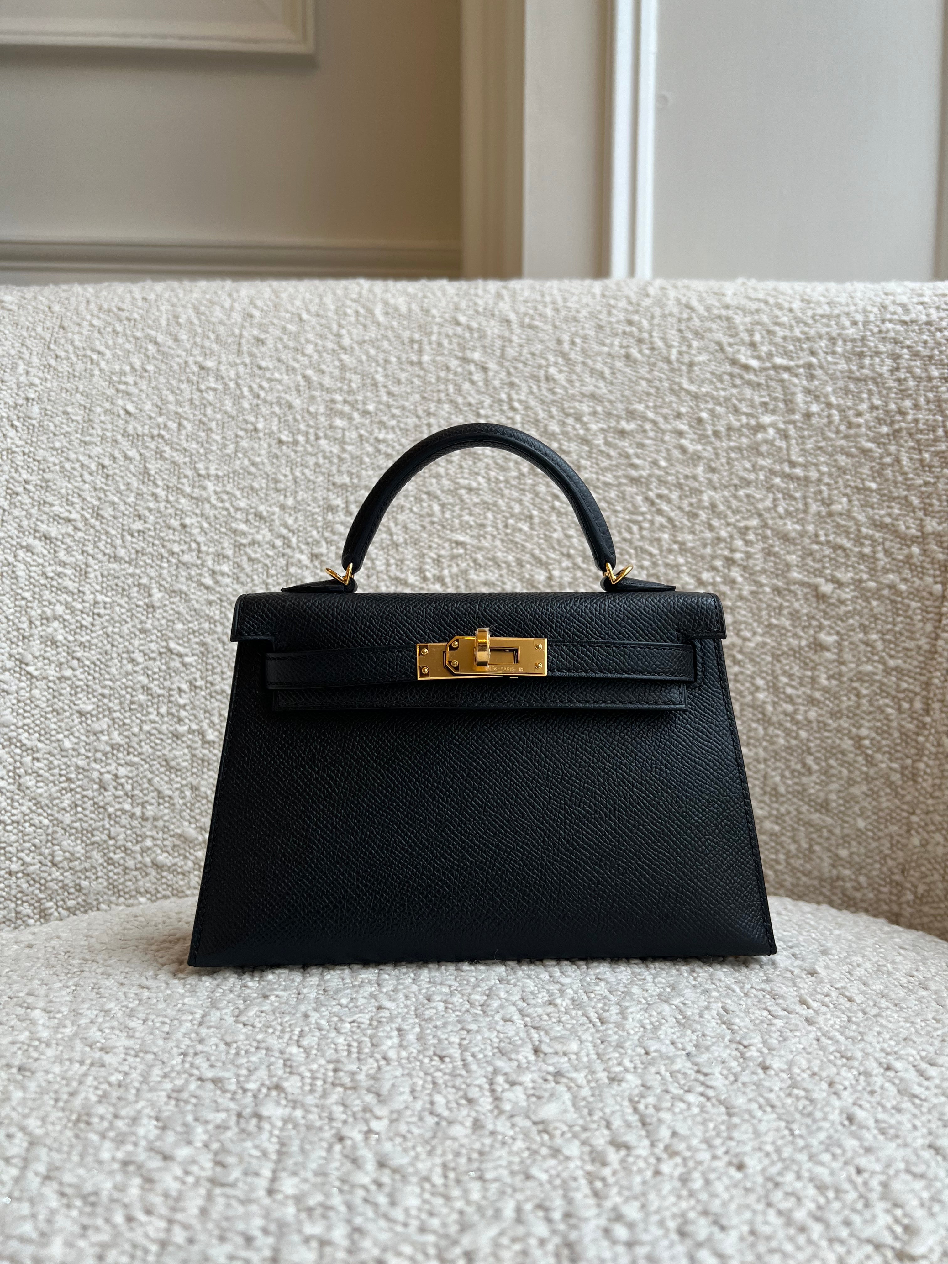 HERMÈS MINI KELLY II 20CM BLACK Epsom Leather with Gold Hardware