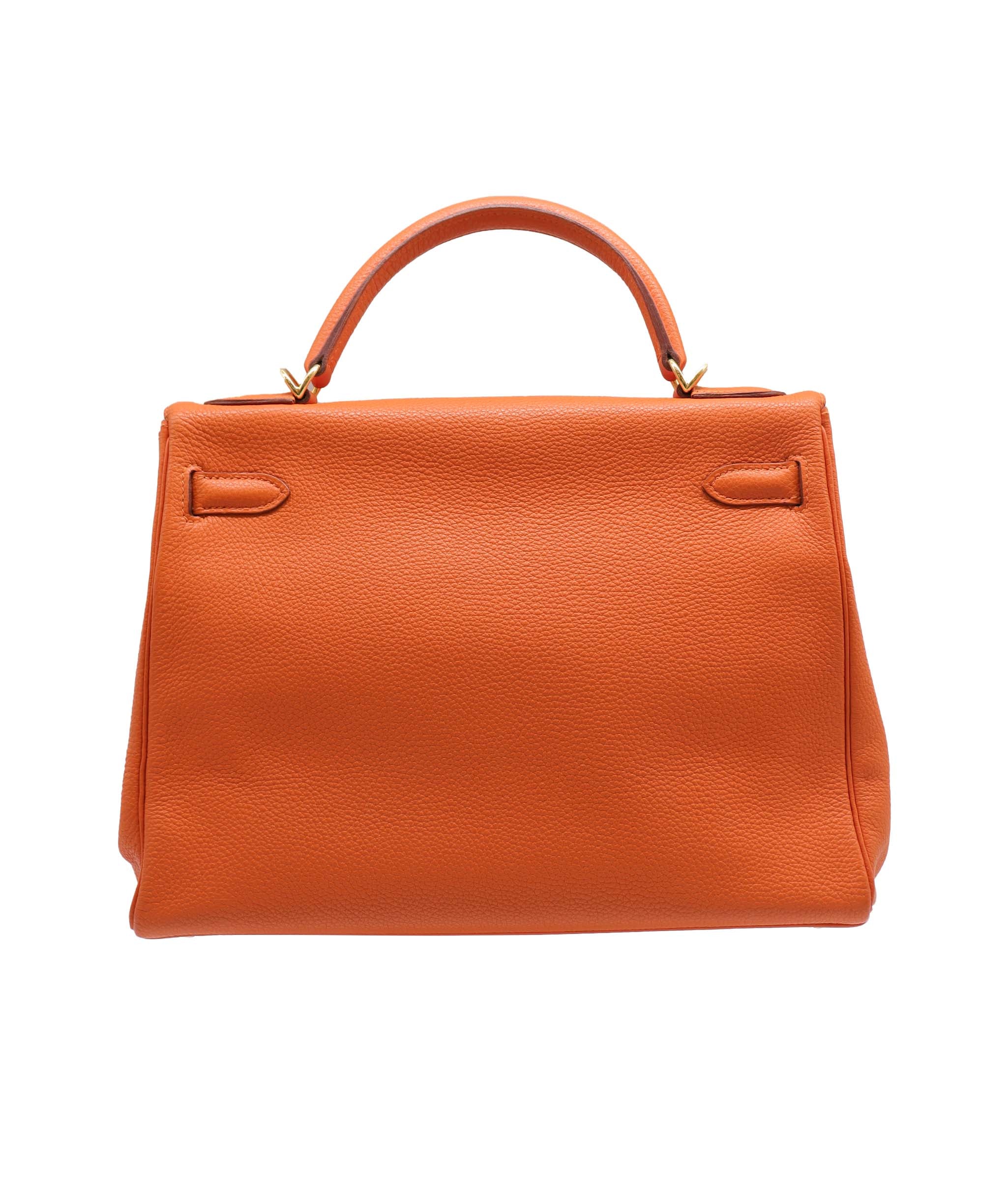 HERMES KELLY 32 RETOURNE ORANGE TOGO HAND SHOULDER BAG □E GHW DXBS2715