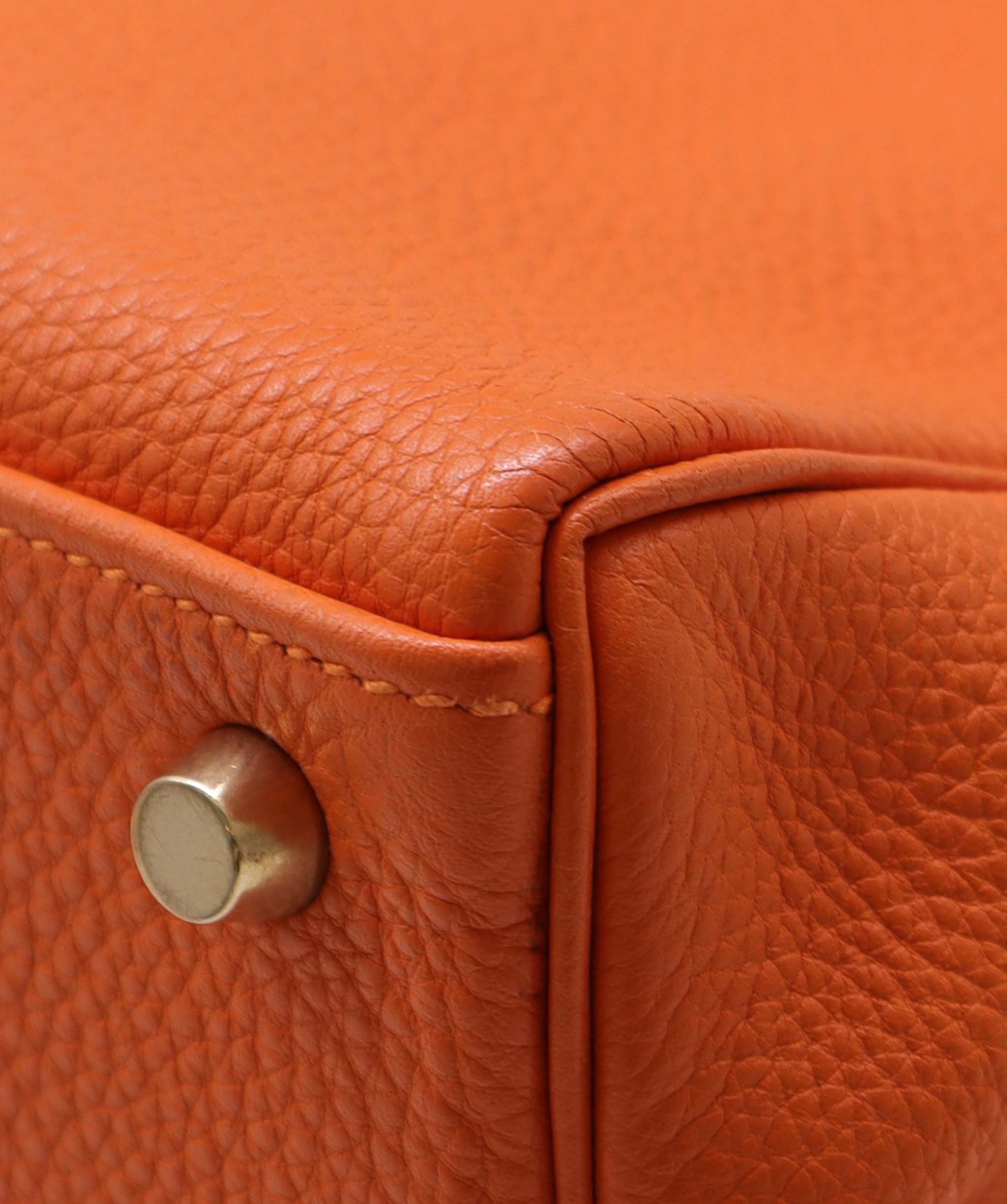 HERMES KELLY 32 RETOURNE ORANGE TOGO HAND SHOULDER BAG □E GHW DXBS2715