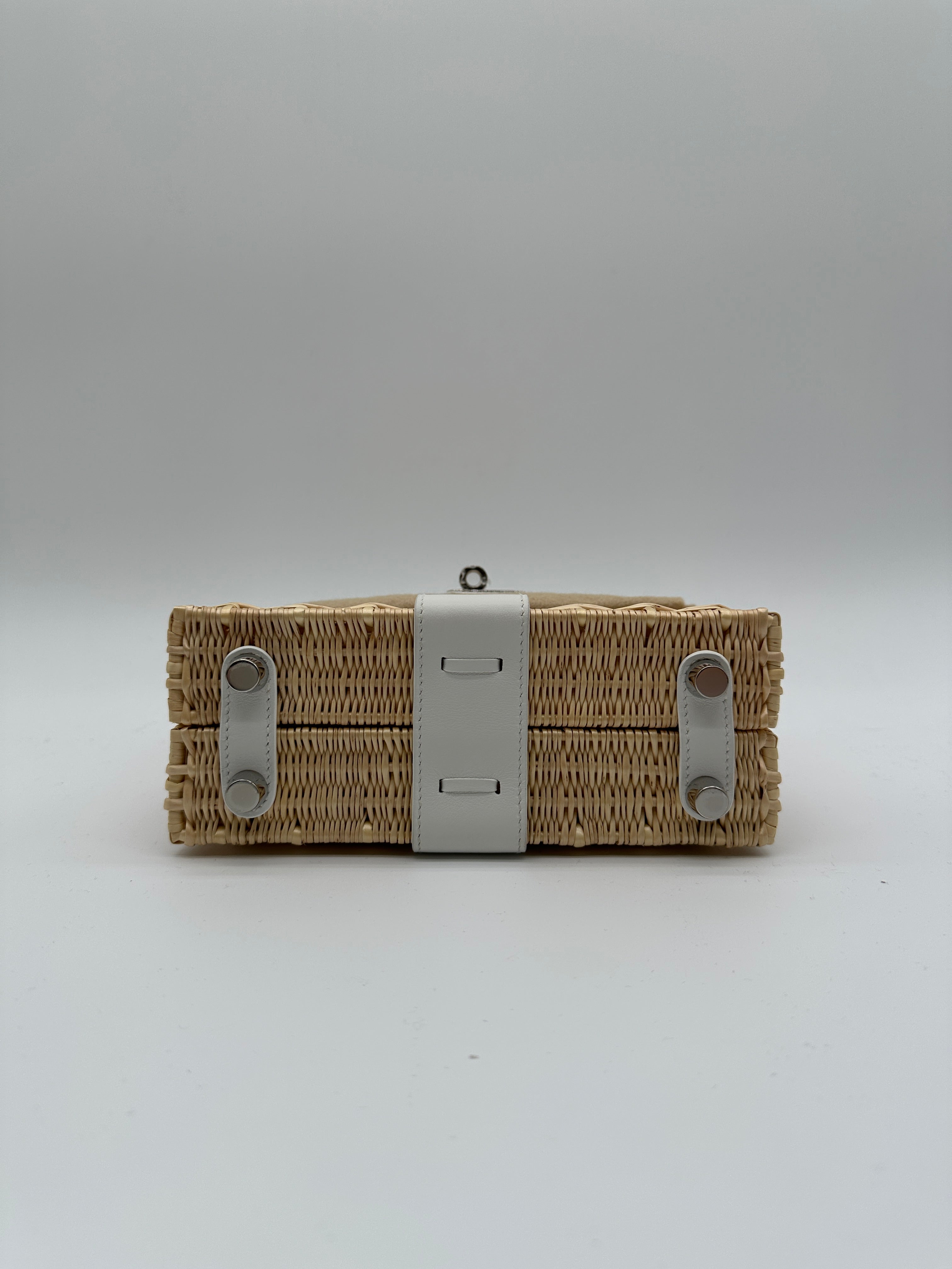 Hermès Mini Kelly Picnic Blanc Swift & Osier Palladium Hardware