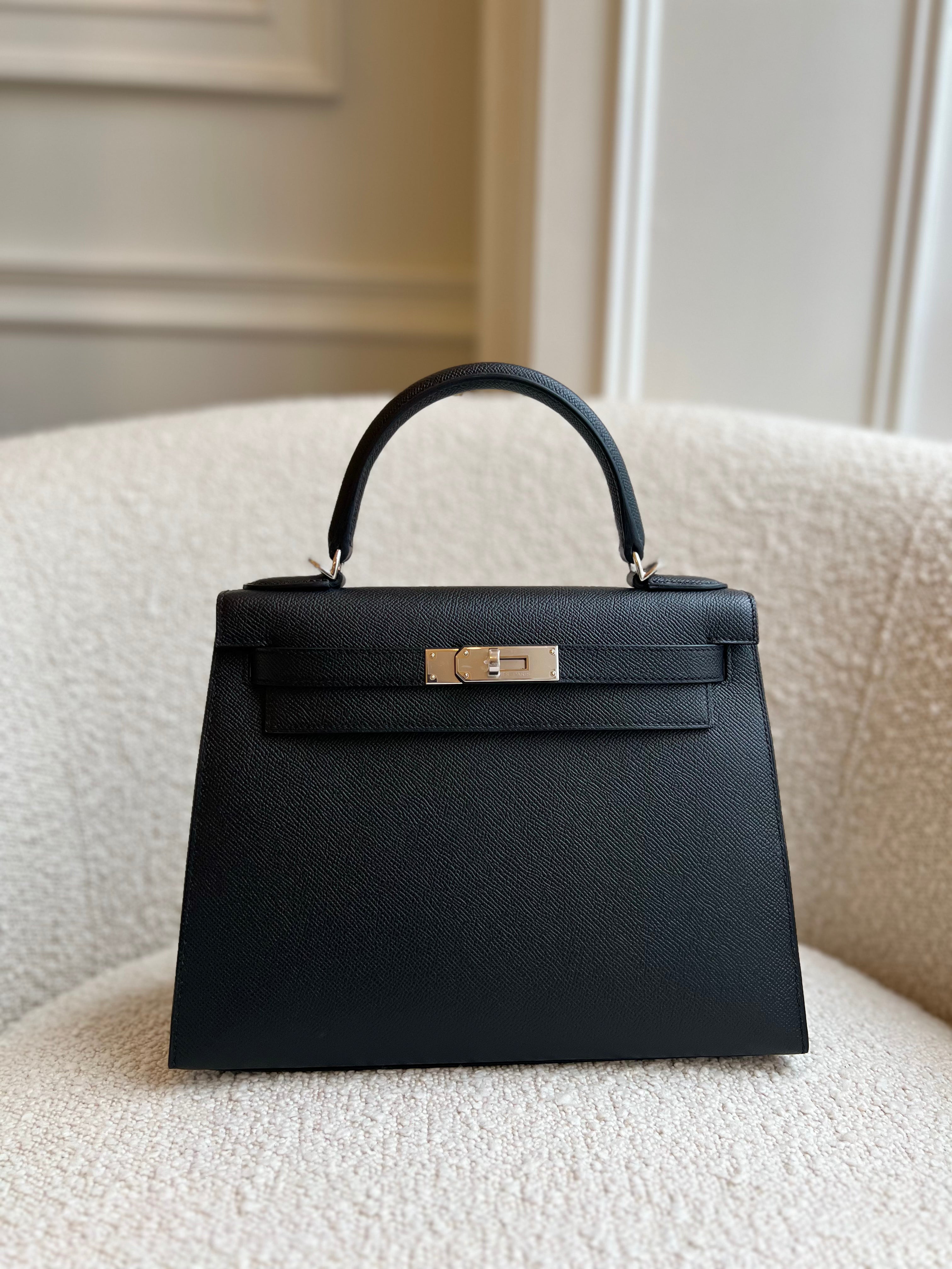 HERMÈS KELLY 28CM BLACK Epsom Leather with Palladium Hardware