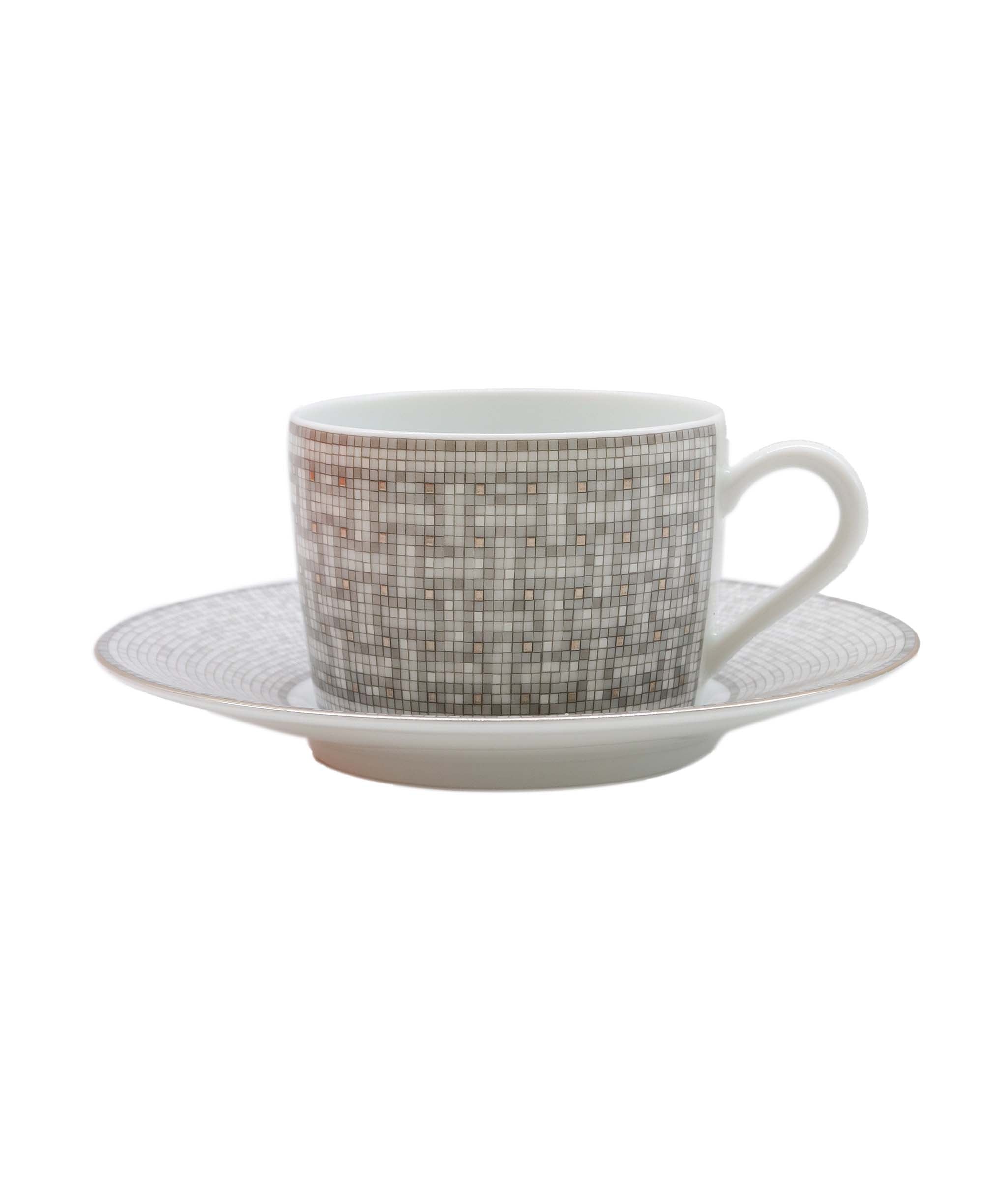 Hermes Mosaique au 24 platinum tea cup and saucer Set - DXBS1505