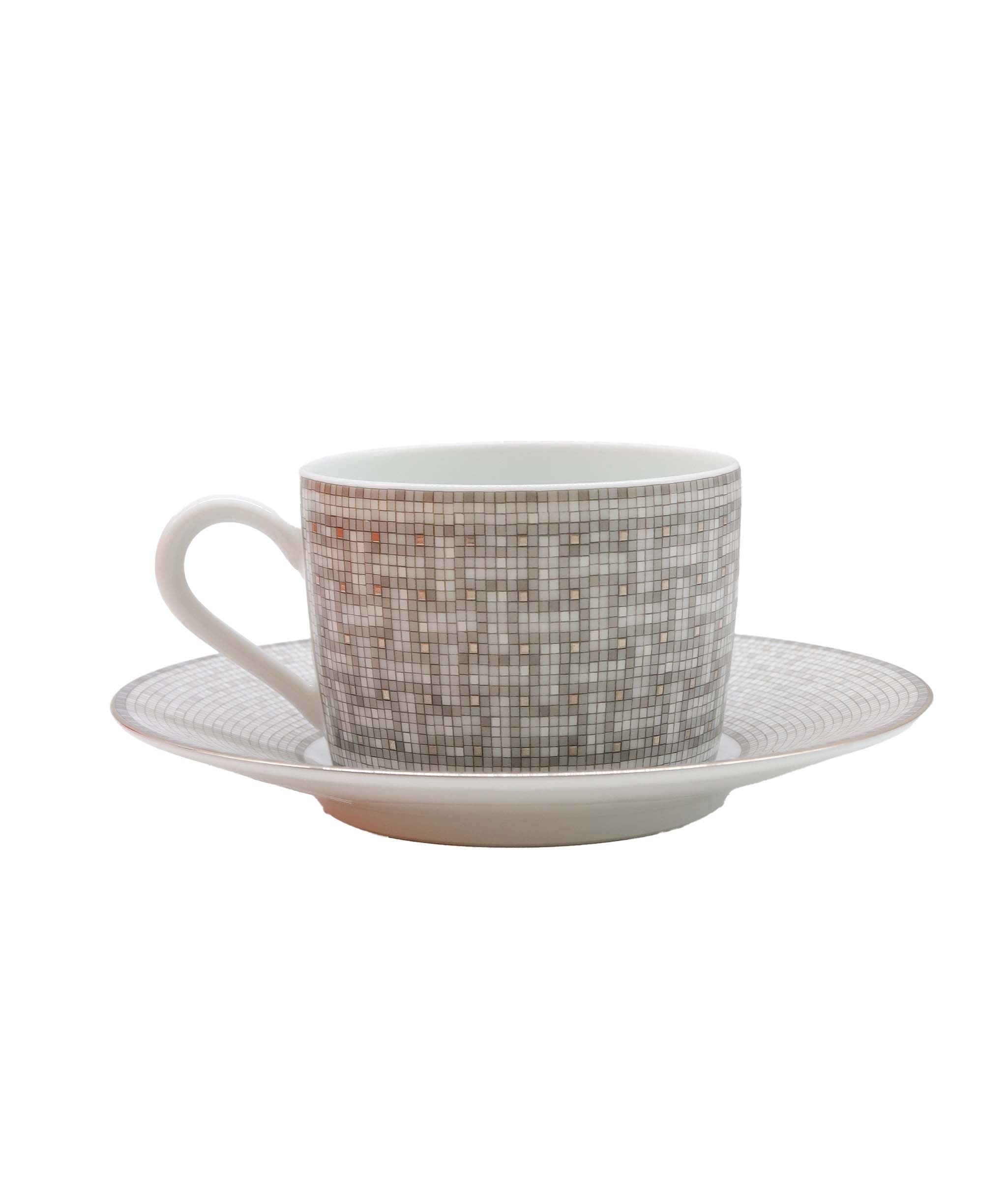 Hermes Mosaique au 24 platinum tea cup and saucer Set - DXBS1505