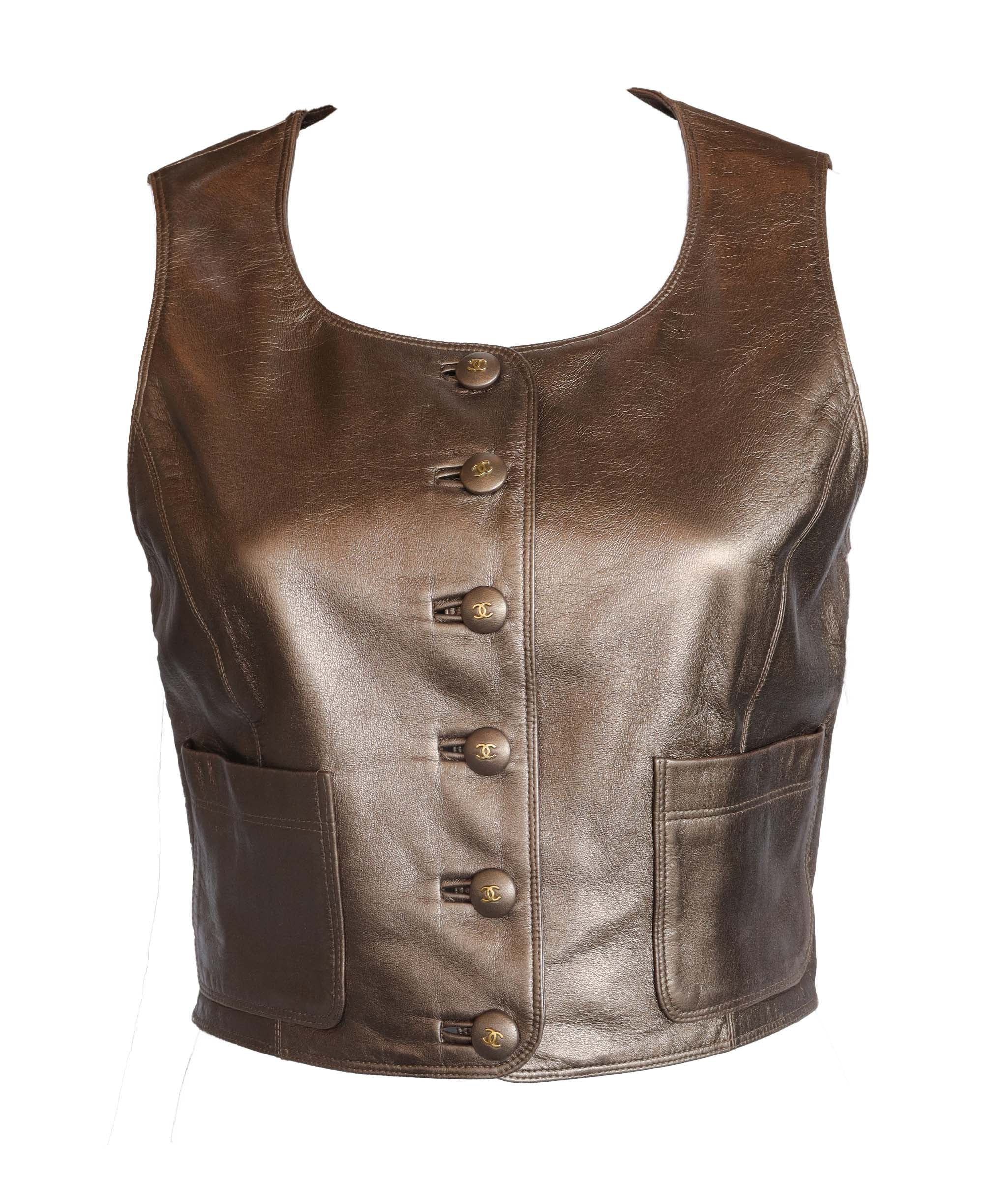 Chanel 94A Cropped Leather Vest Bronze DXBS1448