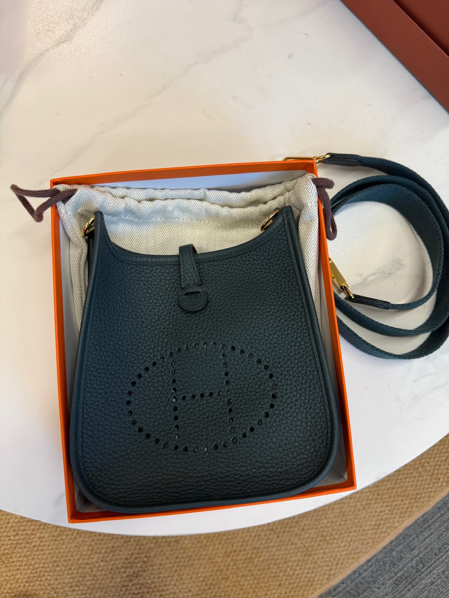 Hermès Mini Evelyne Clemence Gold Hardware Stamp U – Like New