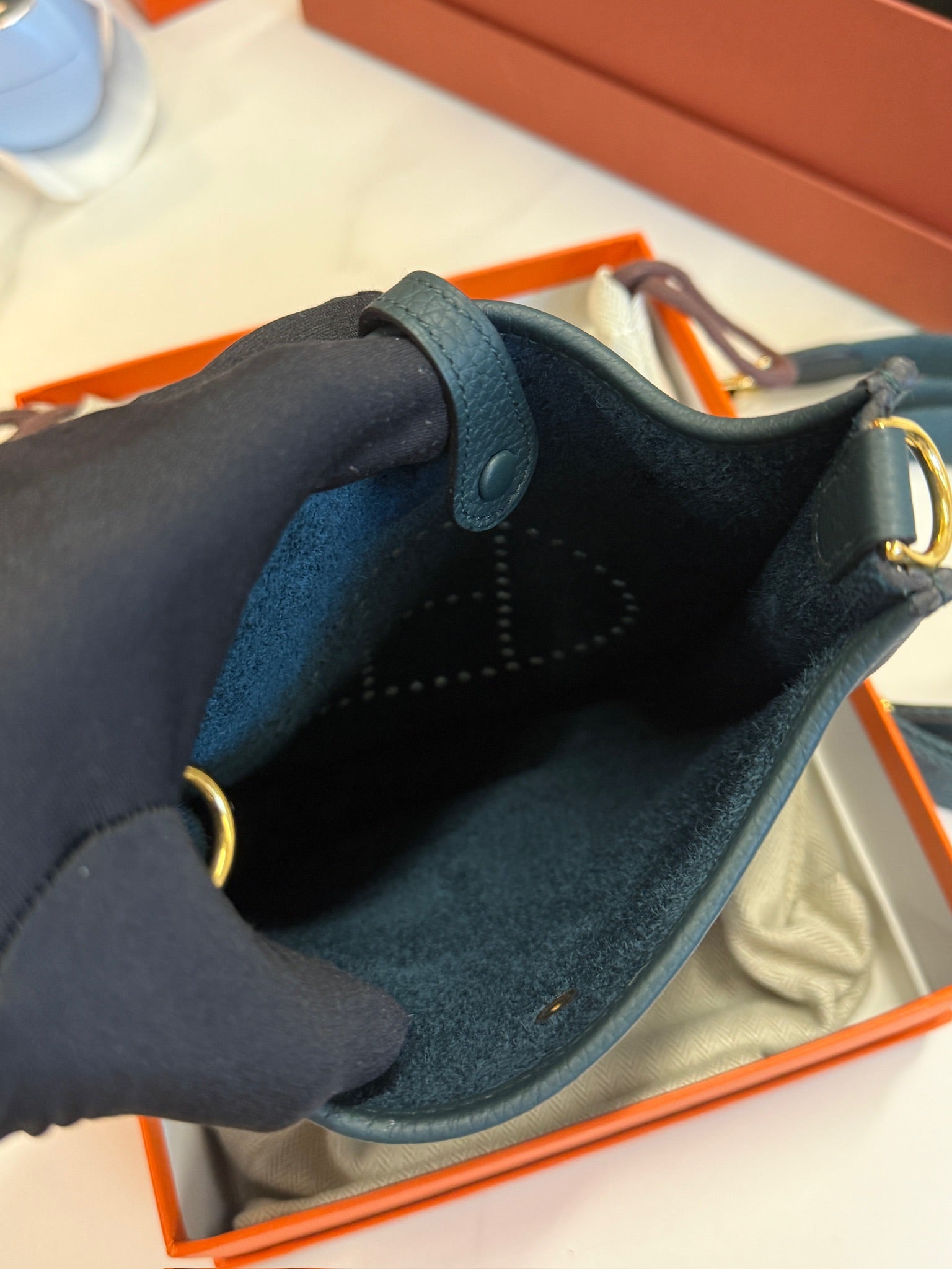 Hermès Mini Evelyne Clemence Gold Hardware Stamp U – Like New